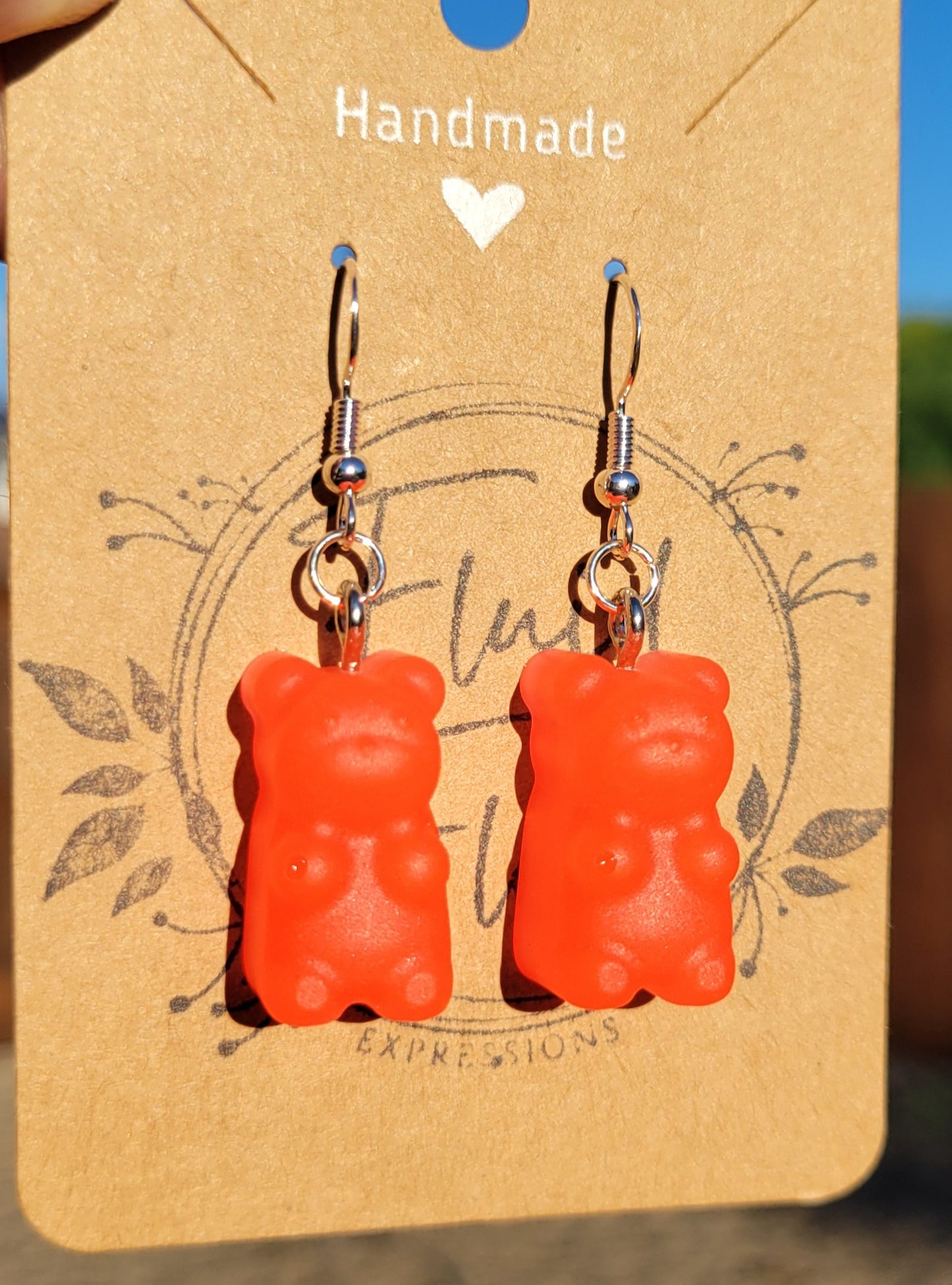 Glow in The Dark Gummy Bear Earrings (REDISH-ORANGE)