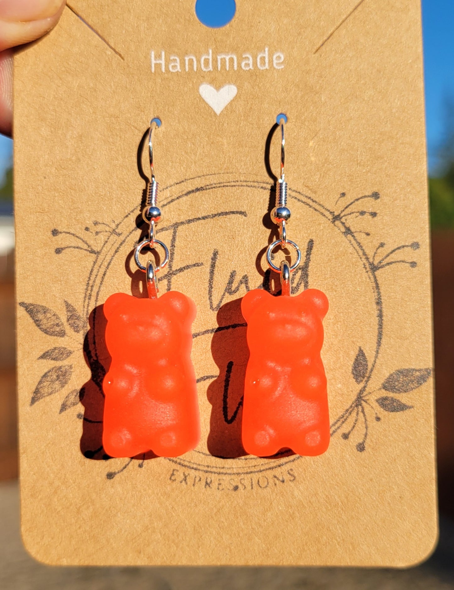 Glow in The Dark Gummy Bear Earrings (REDISH-ORANGE)