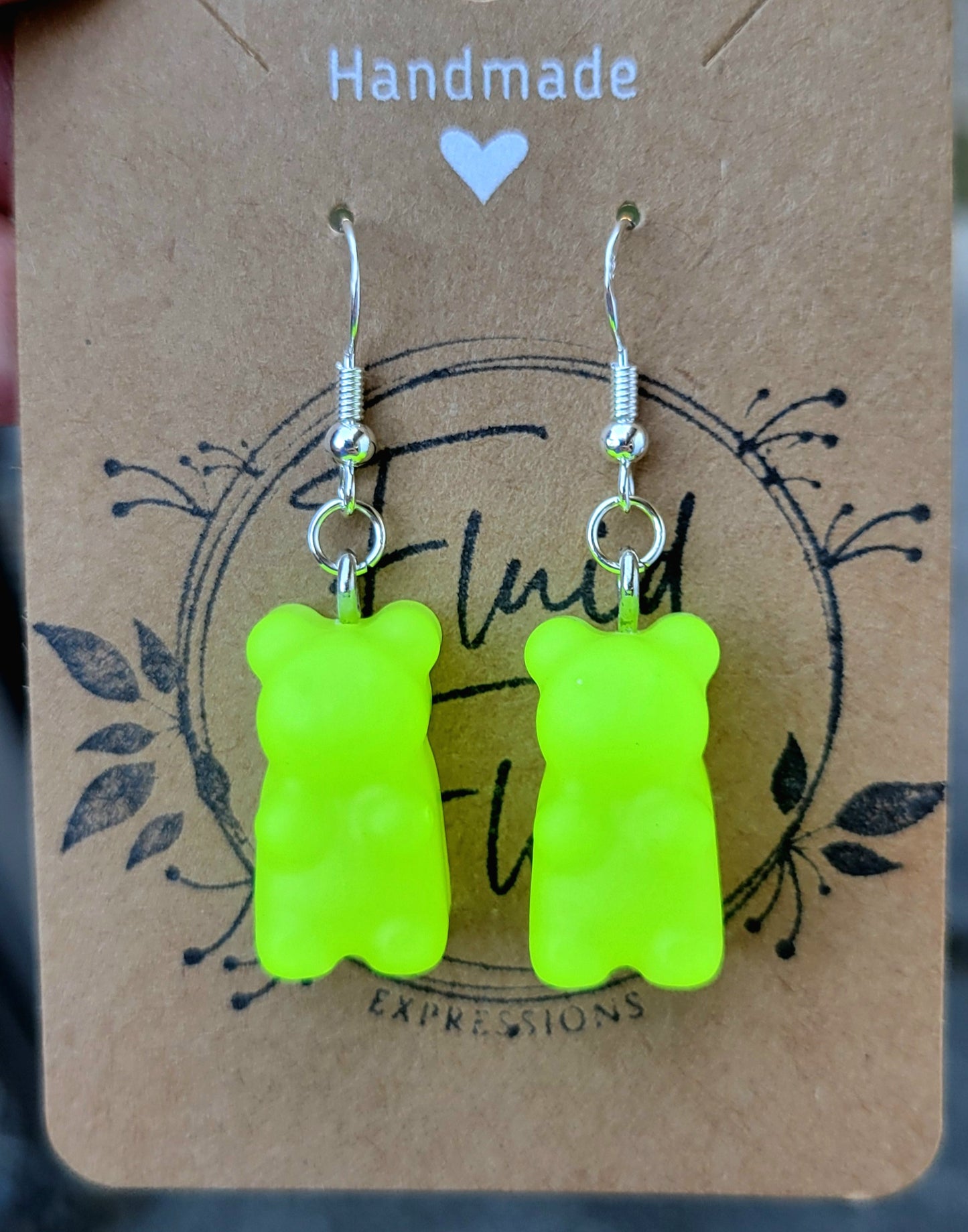 Glow in The Dark Gummy Bear Earrings (YELLOW)
