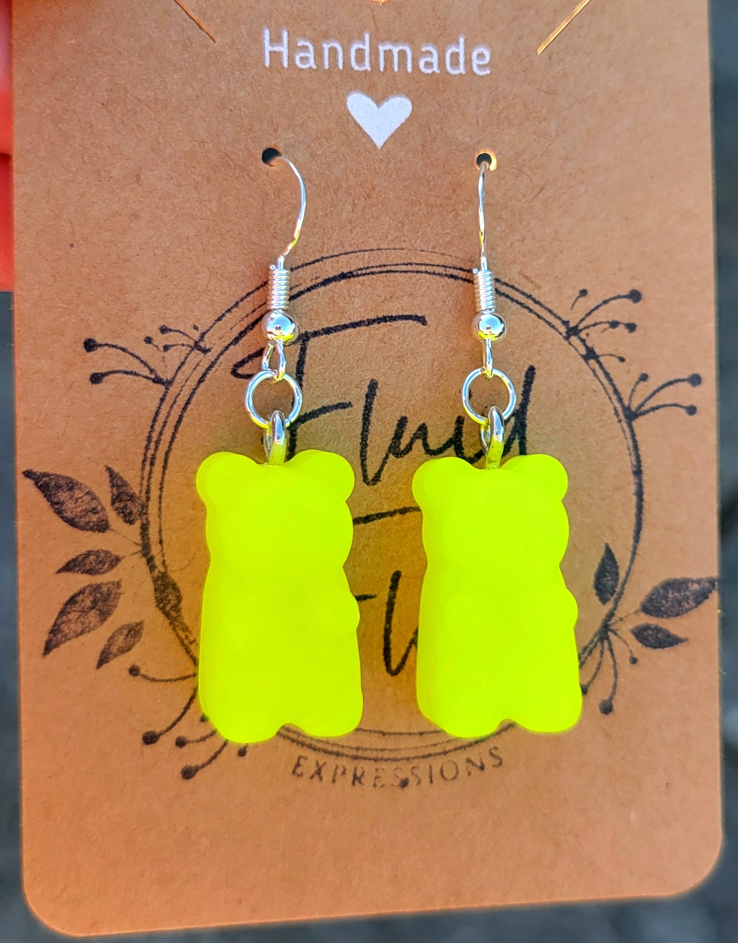 Glow in The Dark Gummy Bear Earrings (YELLOW)