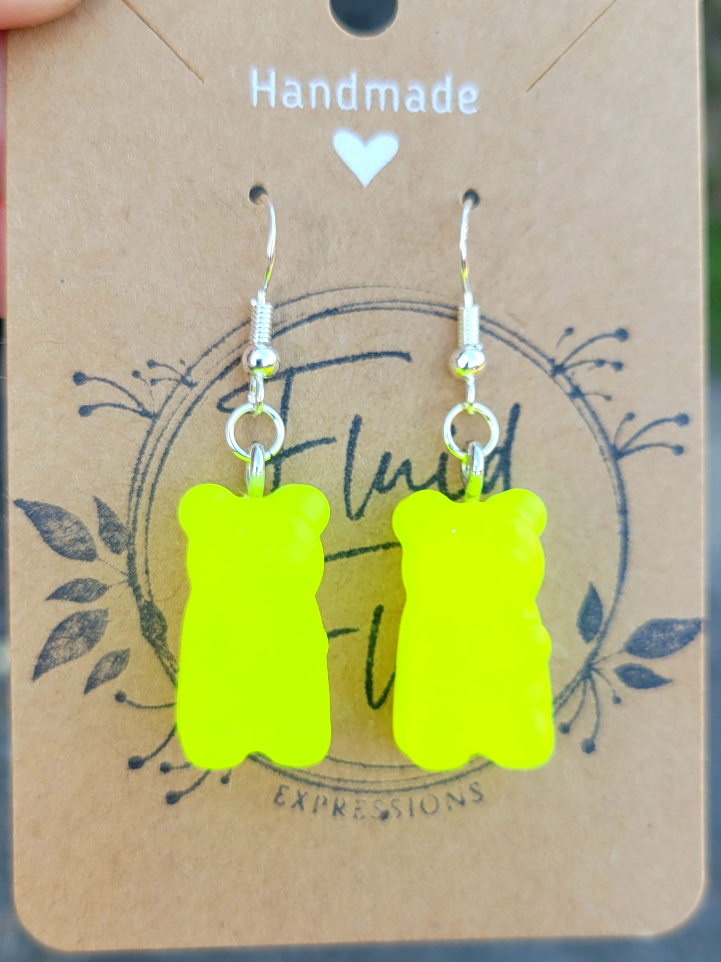Glow in The Dark Gummy Bear Earrings (YELLOW)