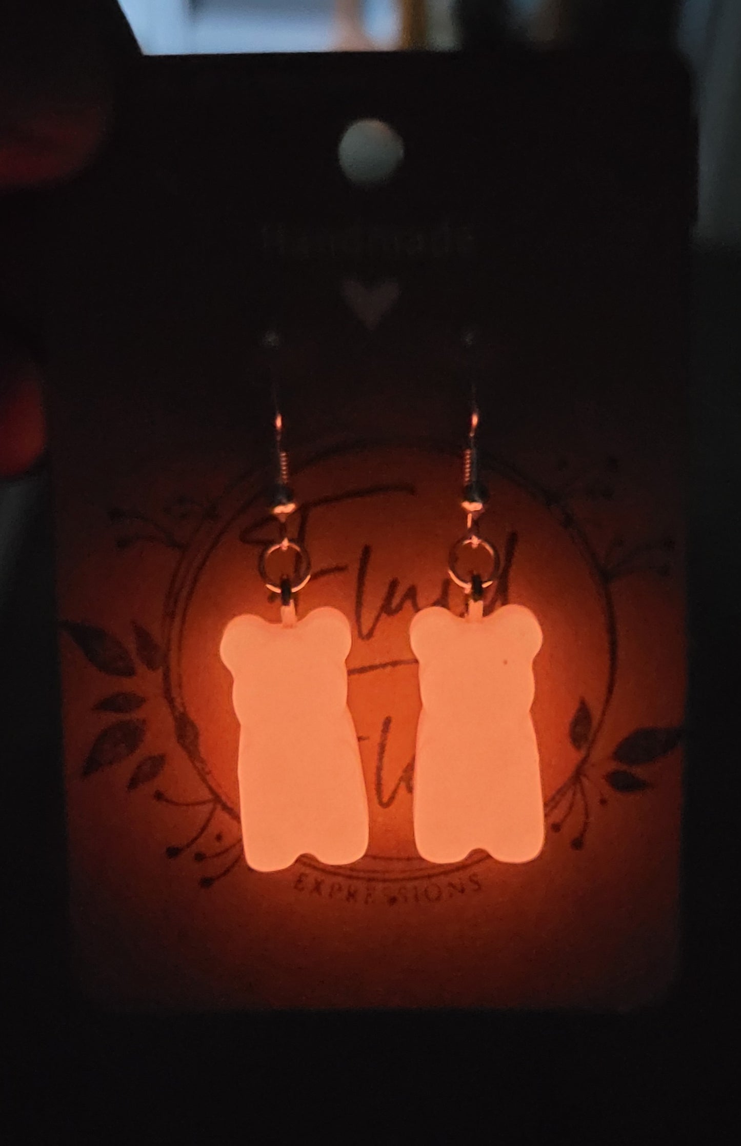 Glow in The Dark Gummy Bear Earrings (PINK)