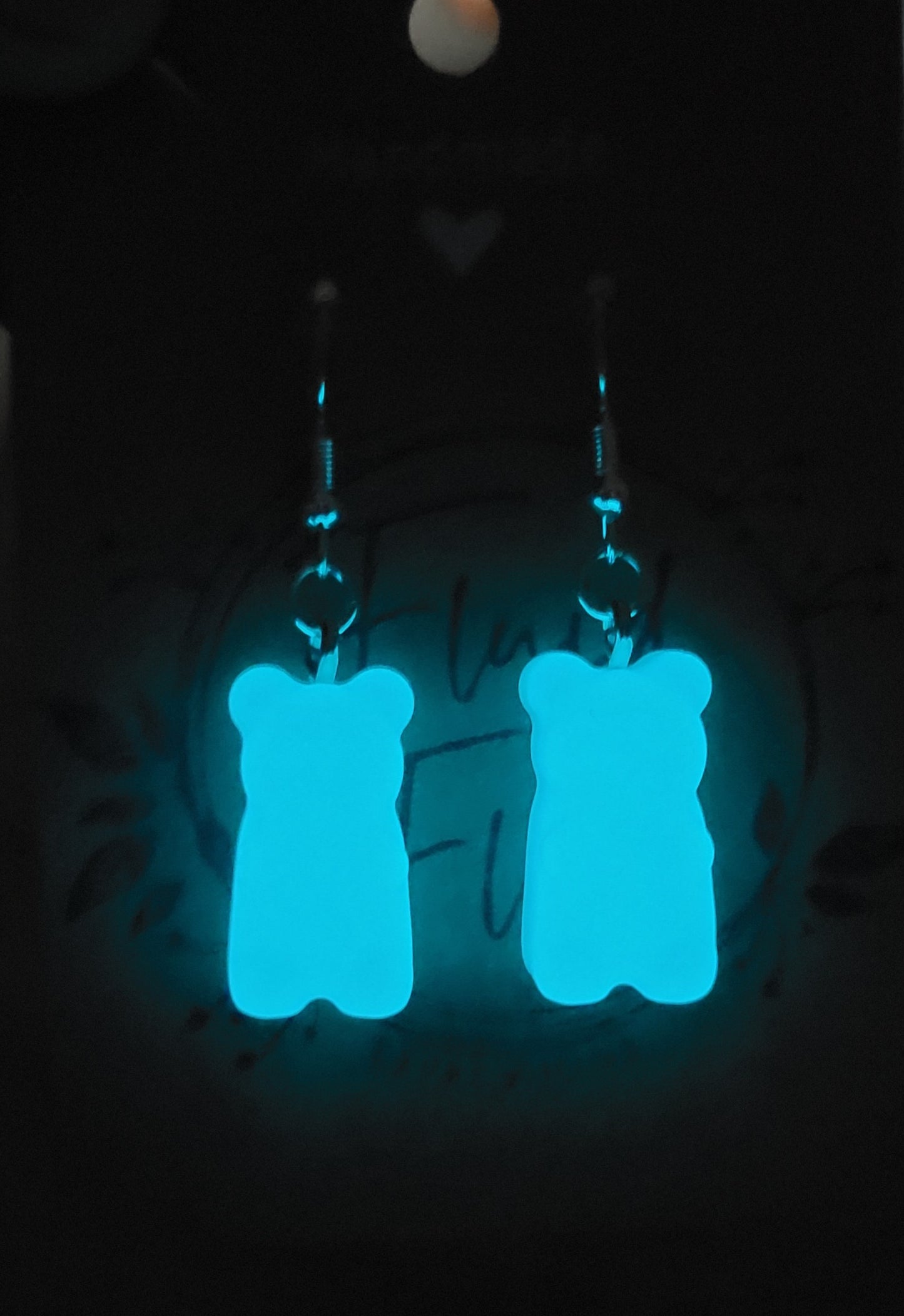 Glow in The Dark Gummy Bear Earrings (BLUE)
