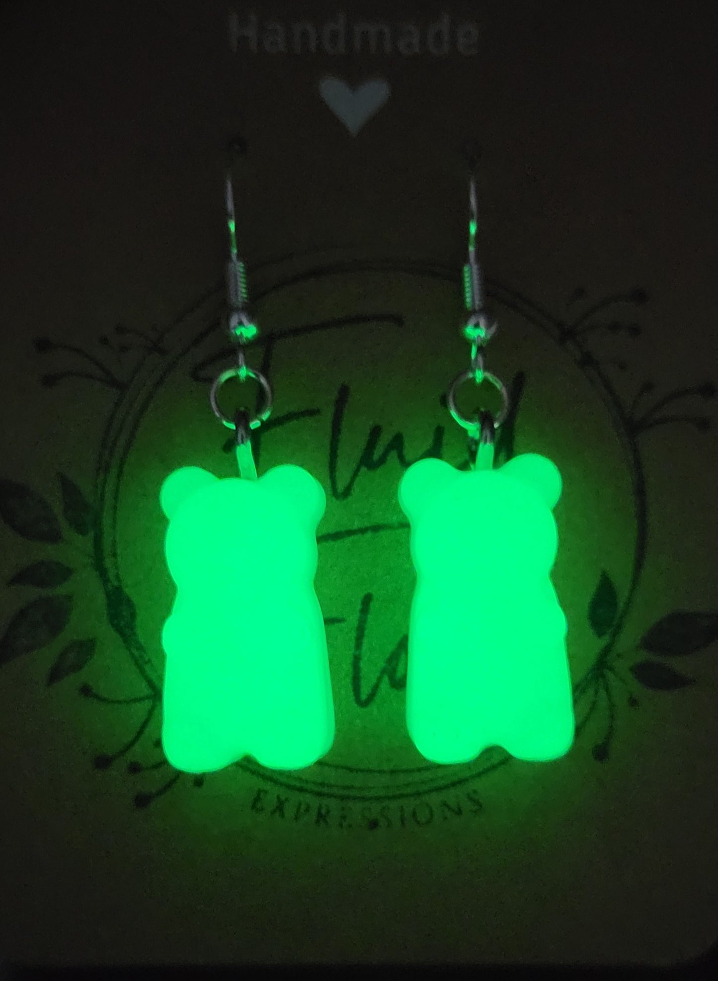 Glow in The Dark Gummy Bear Earrings (GREEN)