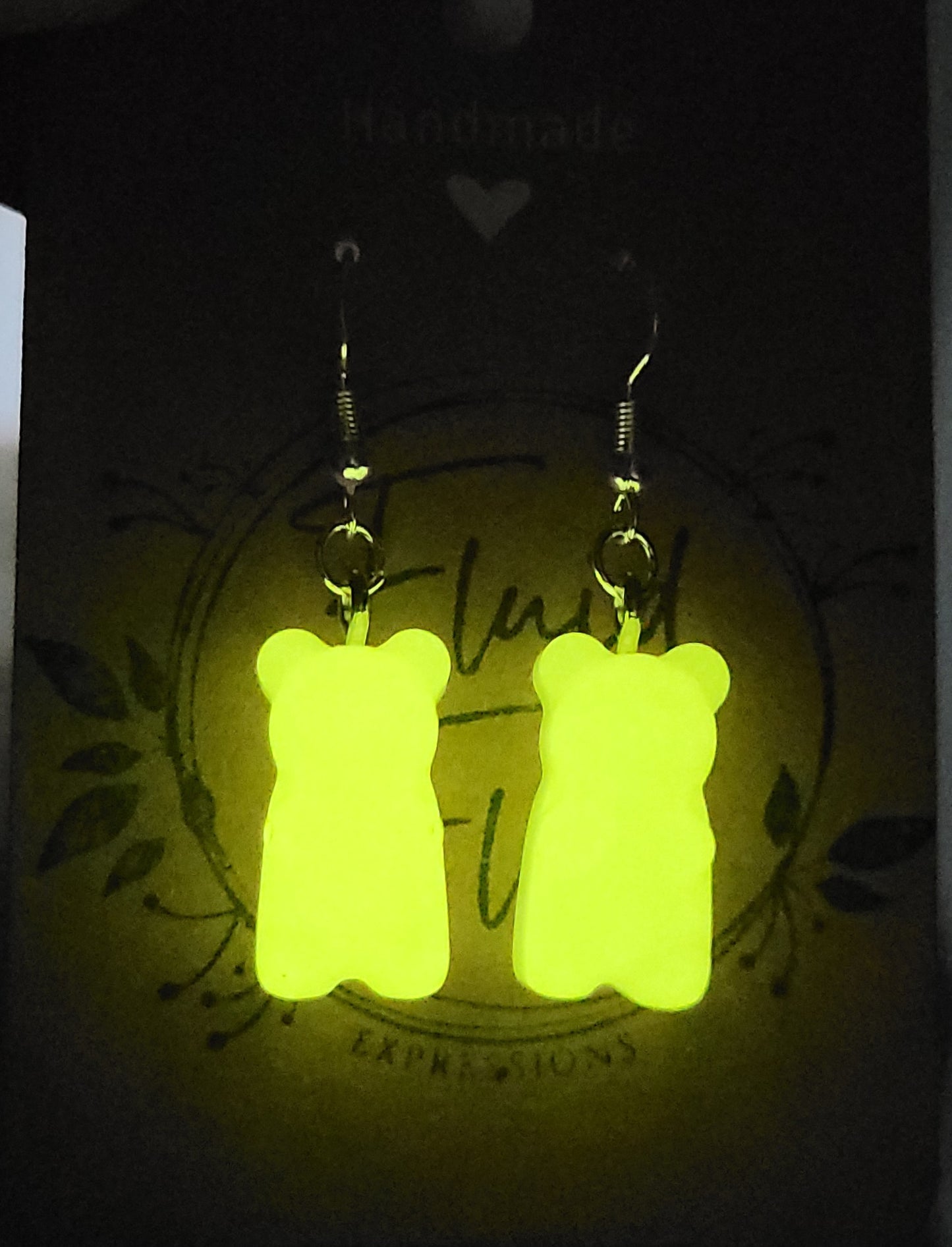 Glow in The Dark Gummy Bear Earrings (ORANGE)