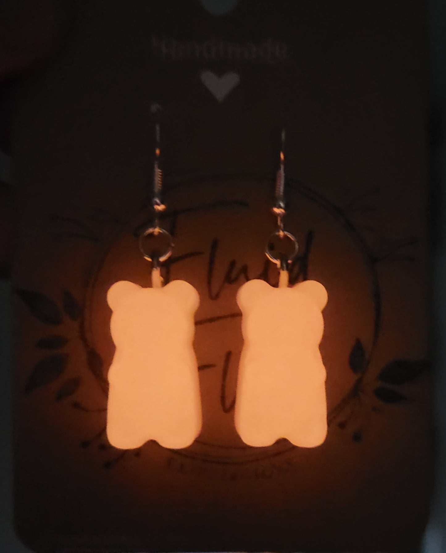 Glow in The Dark Gummy Bear Earrings (REDISH-ORANGE)