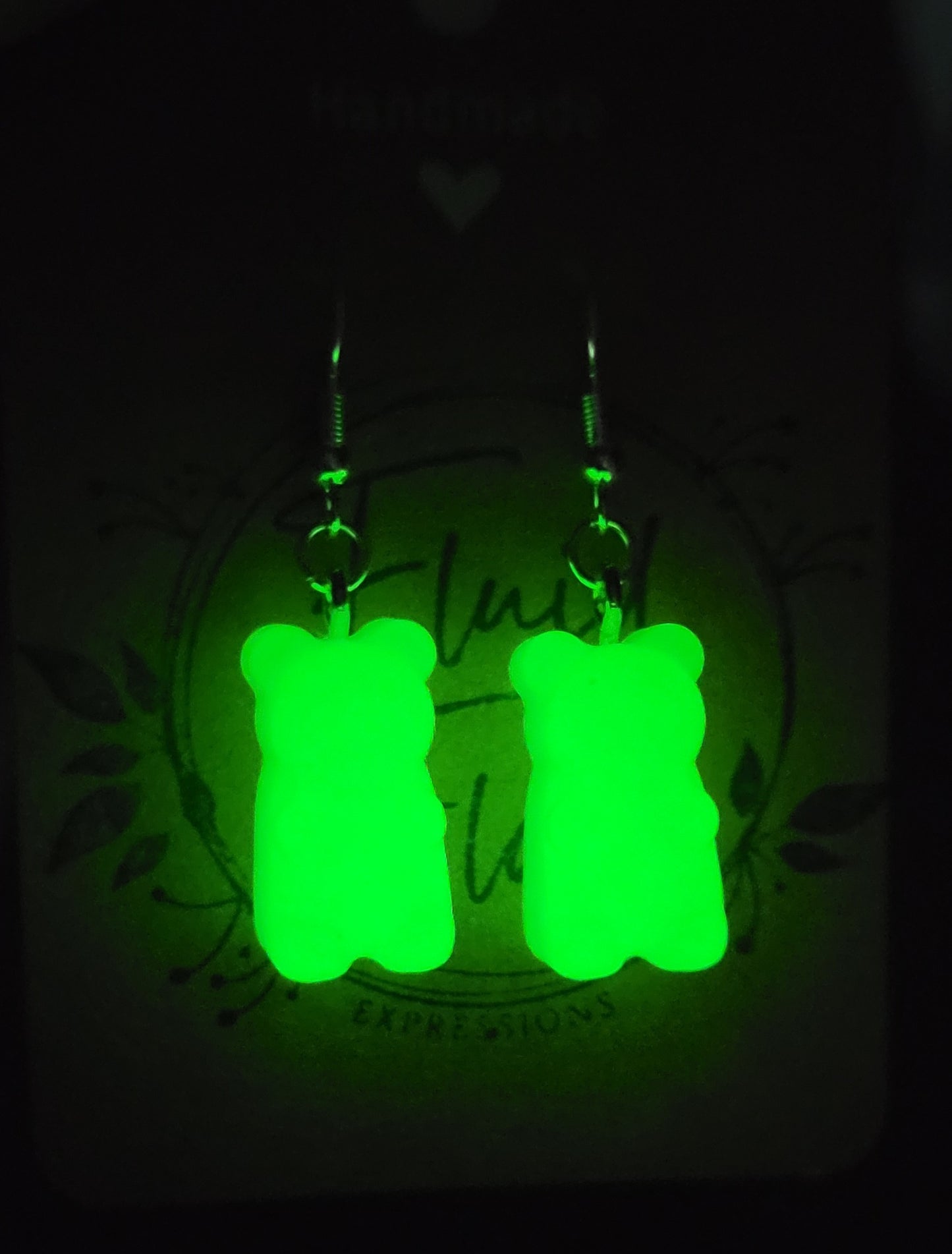 Glow in The Dark Gummy Bear Earrings (YELLOW)