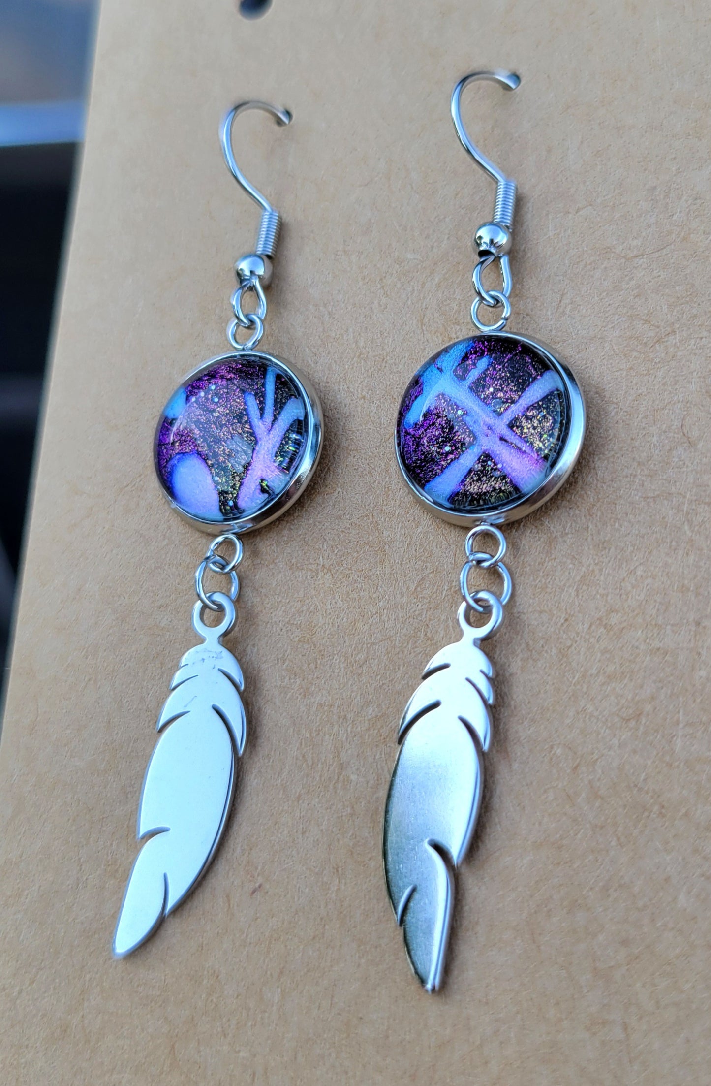 Handmade Fluid Art Colorshifting Earrings and Necklace Set