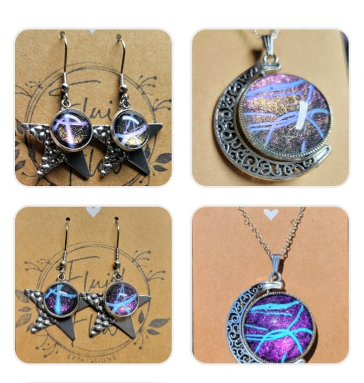 Handmade Fluid Art Earring and Necklace Set