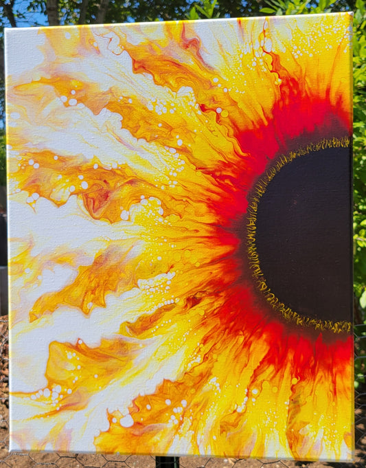 "You Are My Sunshine" Original Fluid Art Sunflower Painting 16x20 inch