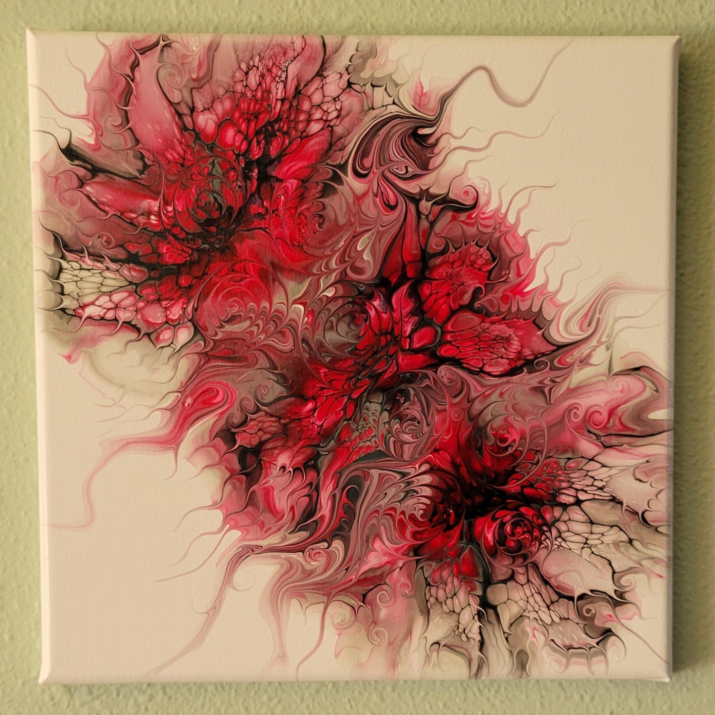 Original Fluid Art Triple Bloom Painting