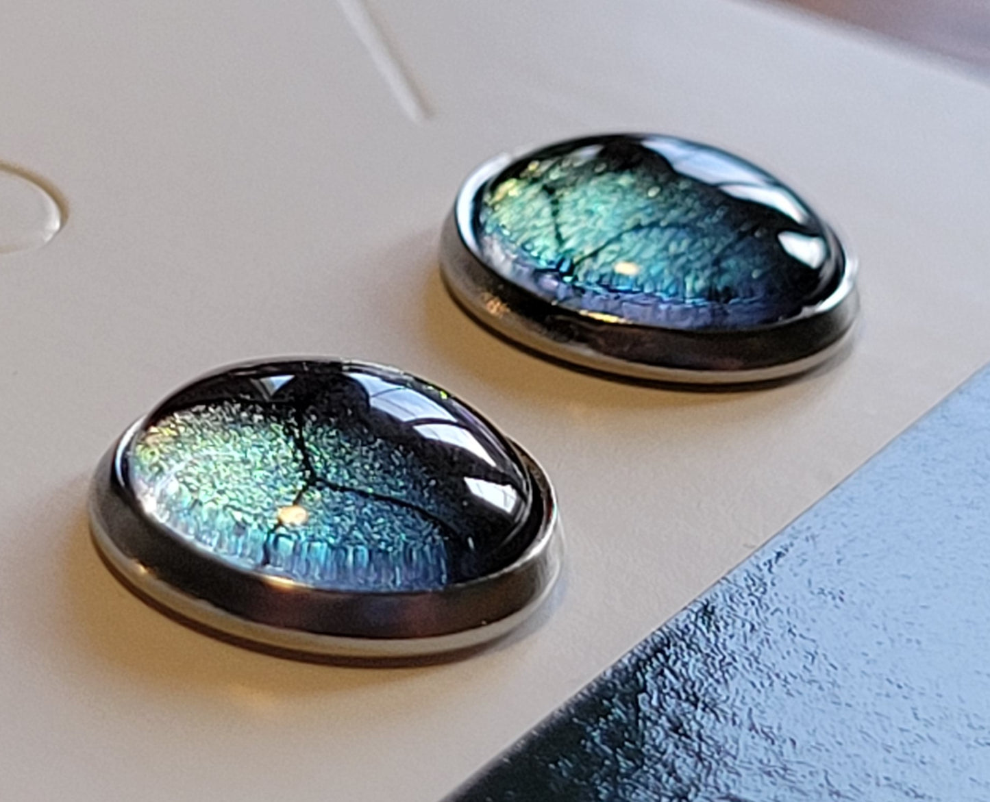 Handmade Colorshifting Stainless Steel Studded Earrings