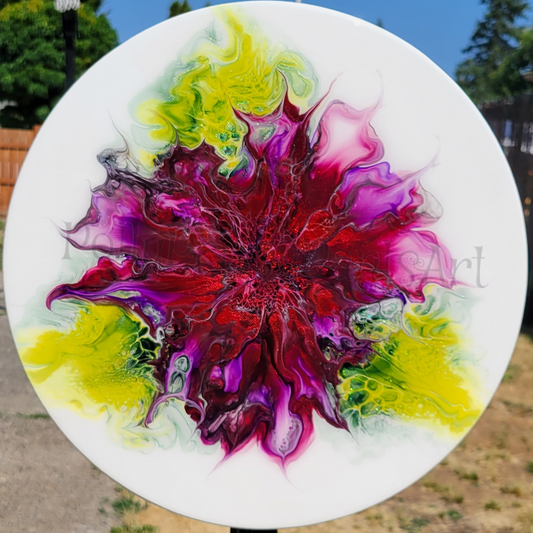 Original Fluid Art Bloom Flower on Canvas