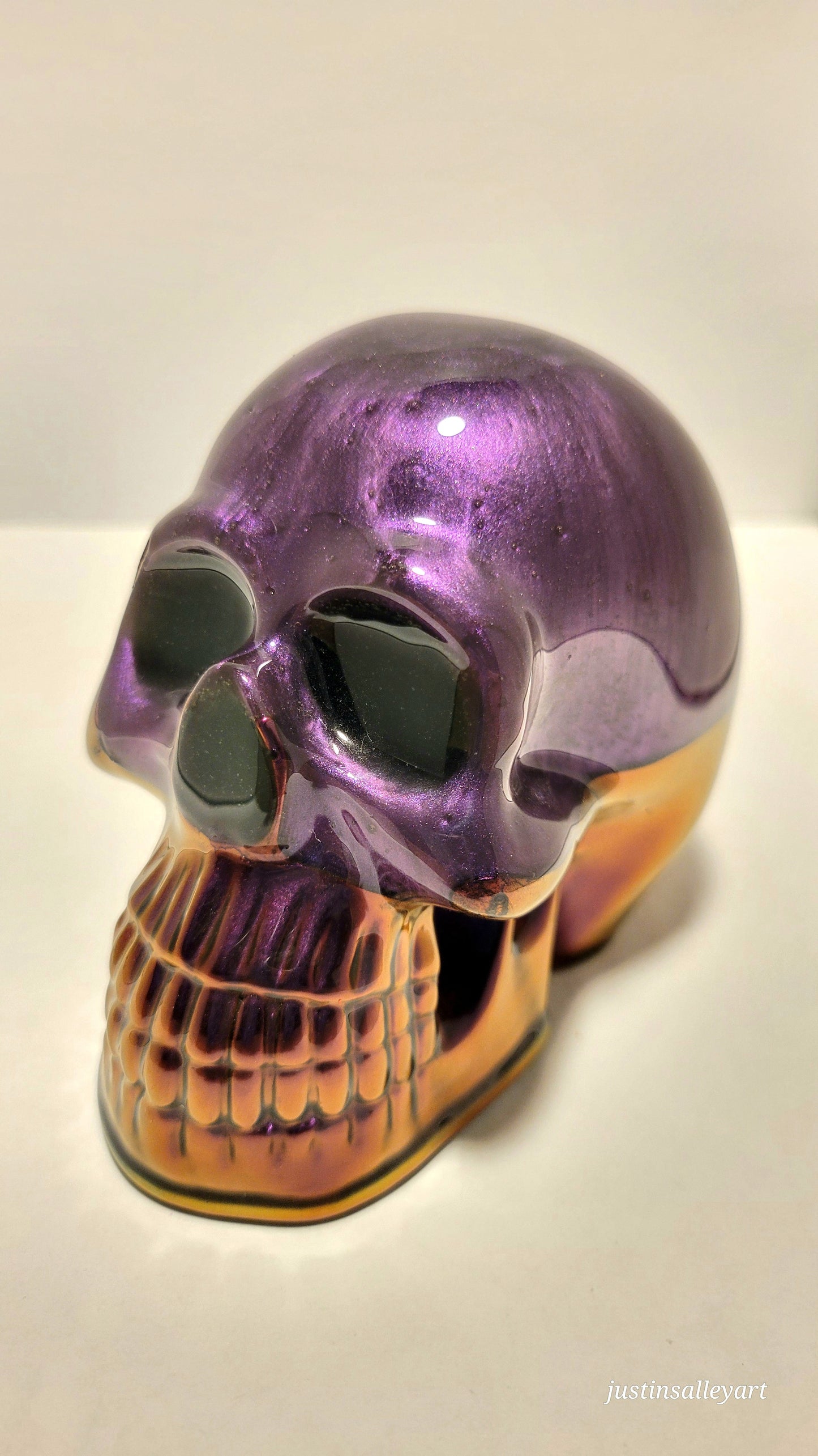 Resin Art Skull with Glowing Eyes