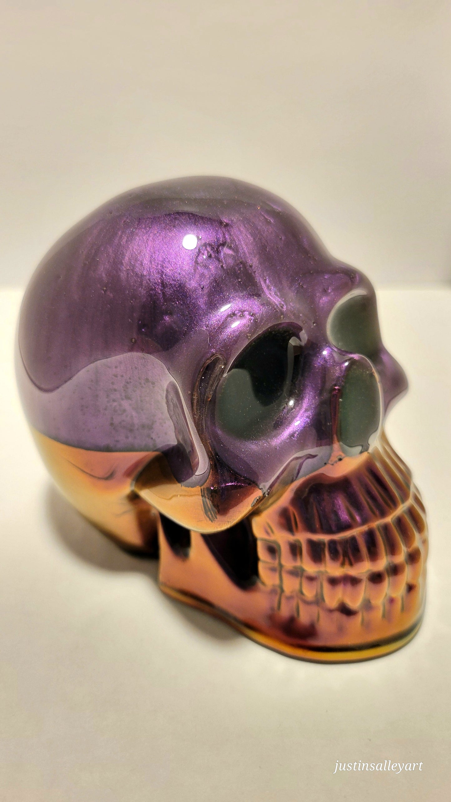 Resin Art Skull with Glowing Eyes