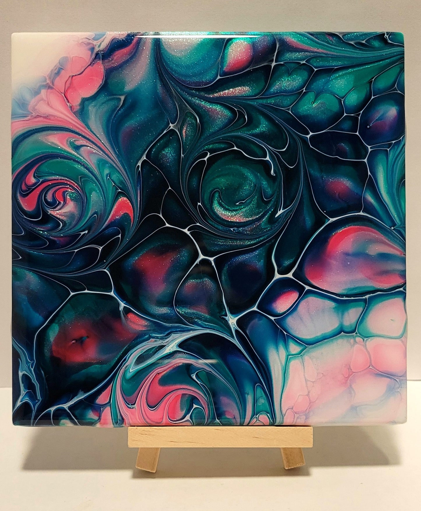 Fluid Art on a 6 inch tile