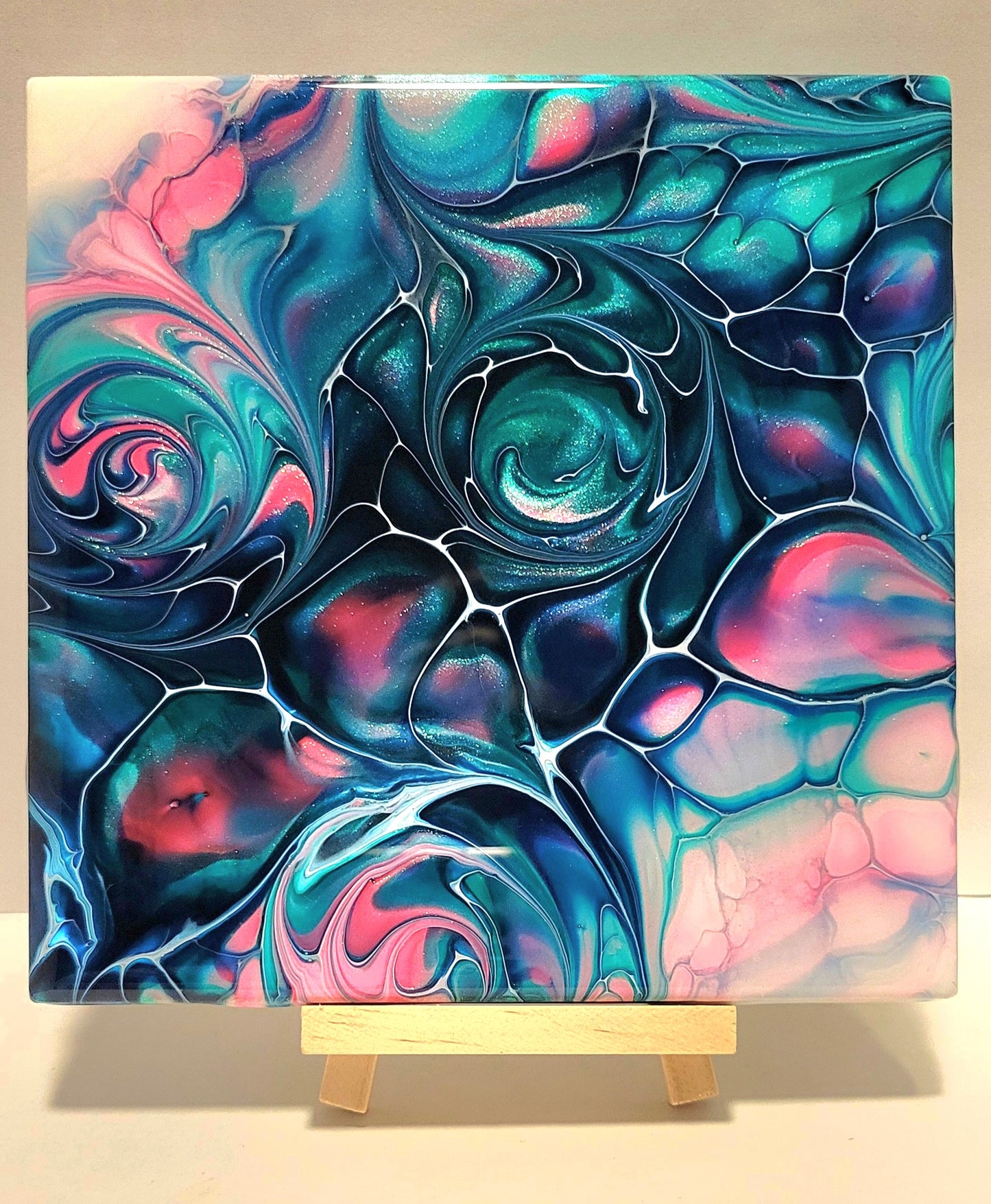 Fluid Art on a 6 inch tile