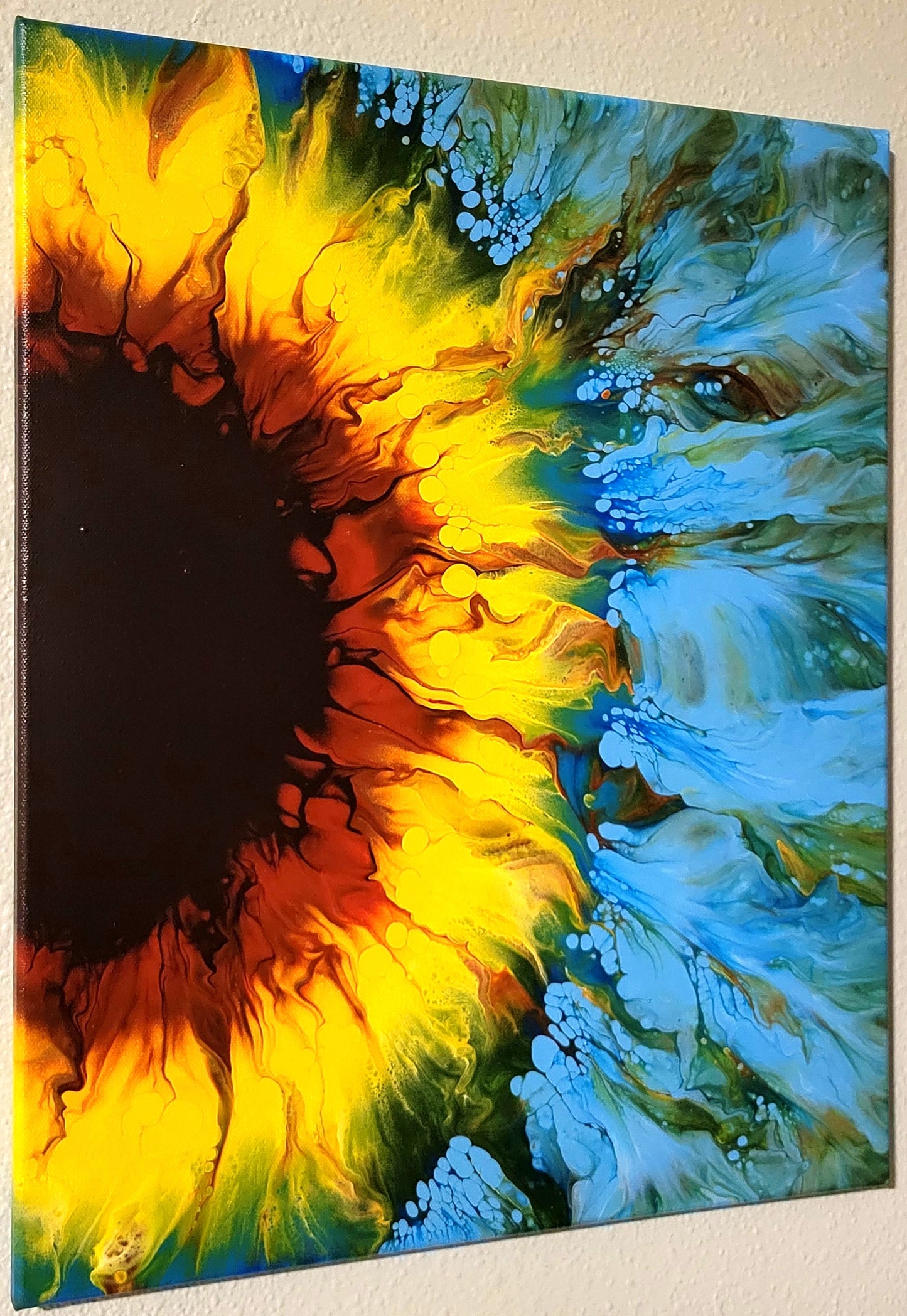 Original Fluid Art Sunflower Painting 16x20 inch