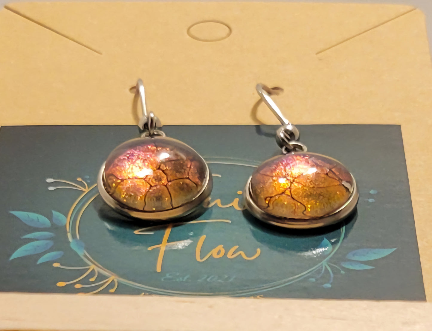 Handmade Colorshifting Silver Stainless Steel Hook Earrings