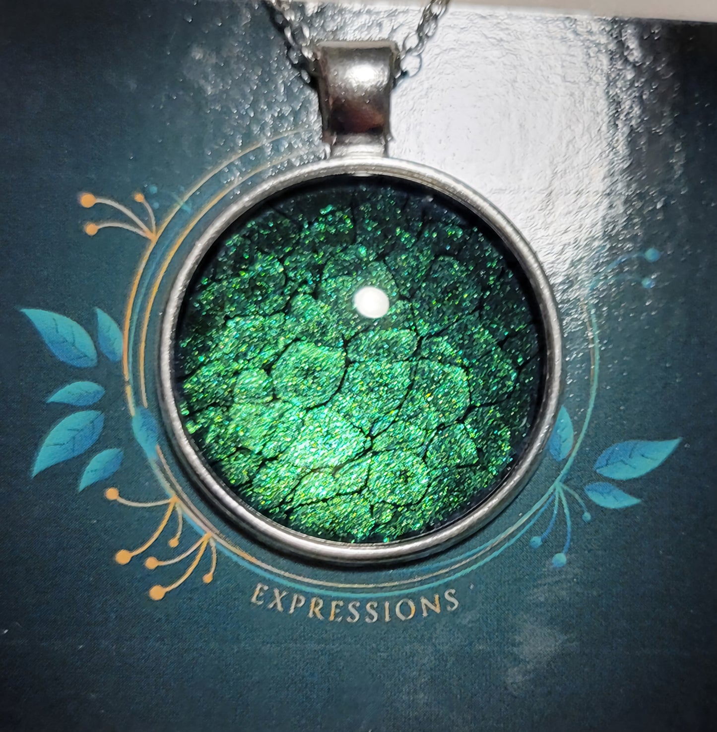 Handmade Fluid Art Colorshifting Pendant with 18 inch silver plated necklace chain