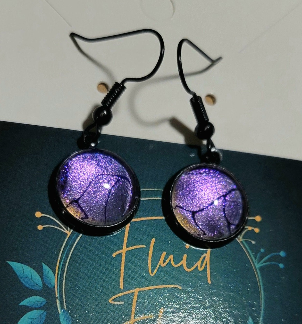 Handmade Colorshifting Black Hook Earrings