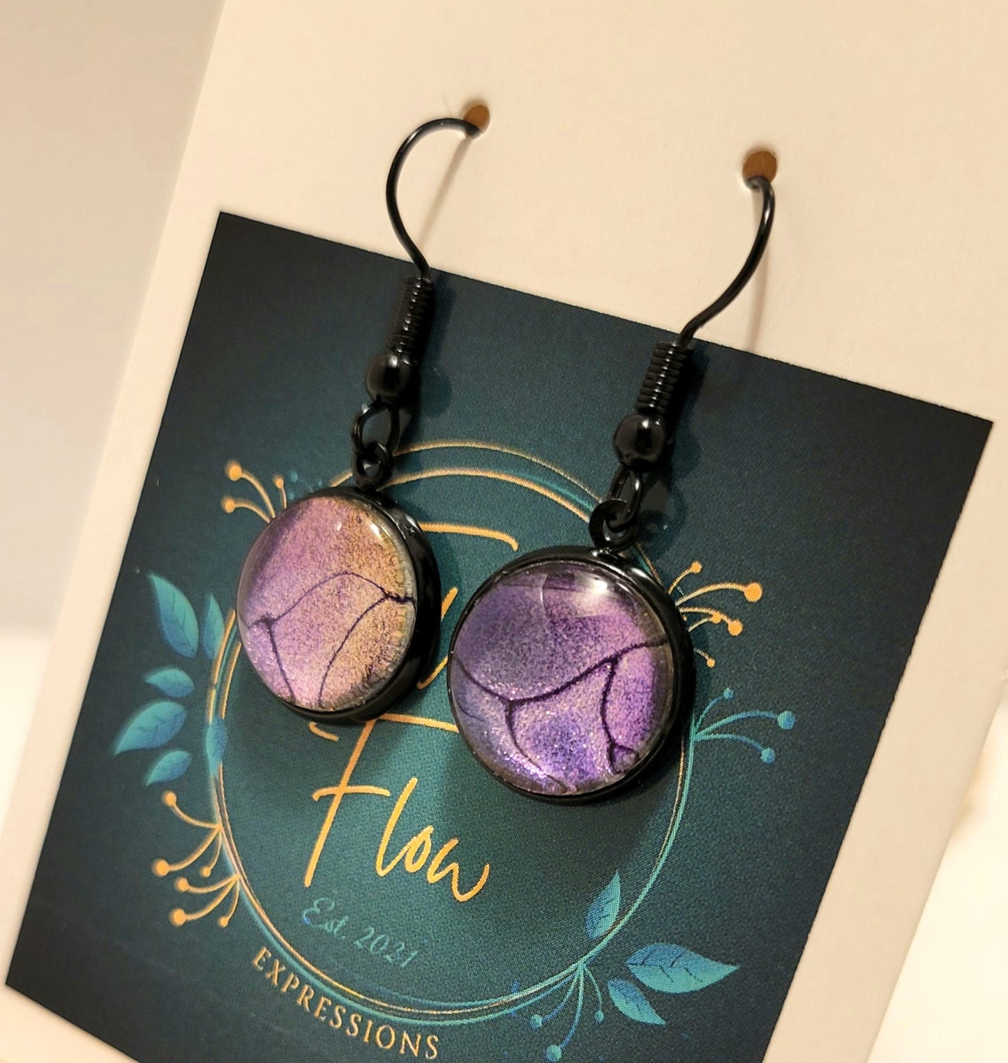 Handmade Colorshifting Black Hook Earrings