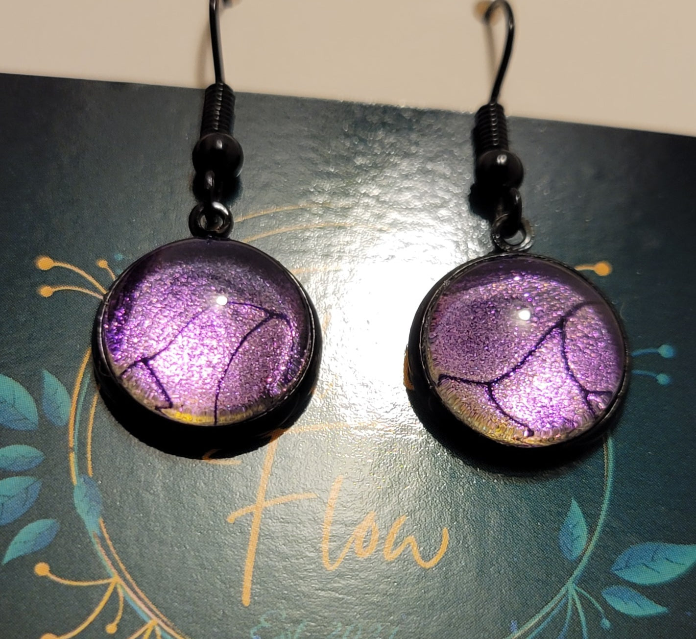 Handmade Colorshifting Black Hook Earrings