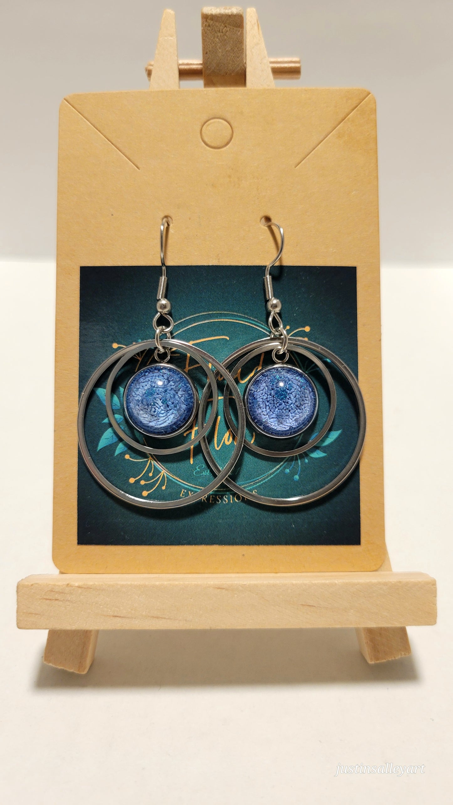 Handmade Resin Art Round Decorative Hook Earrings