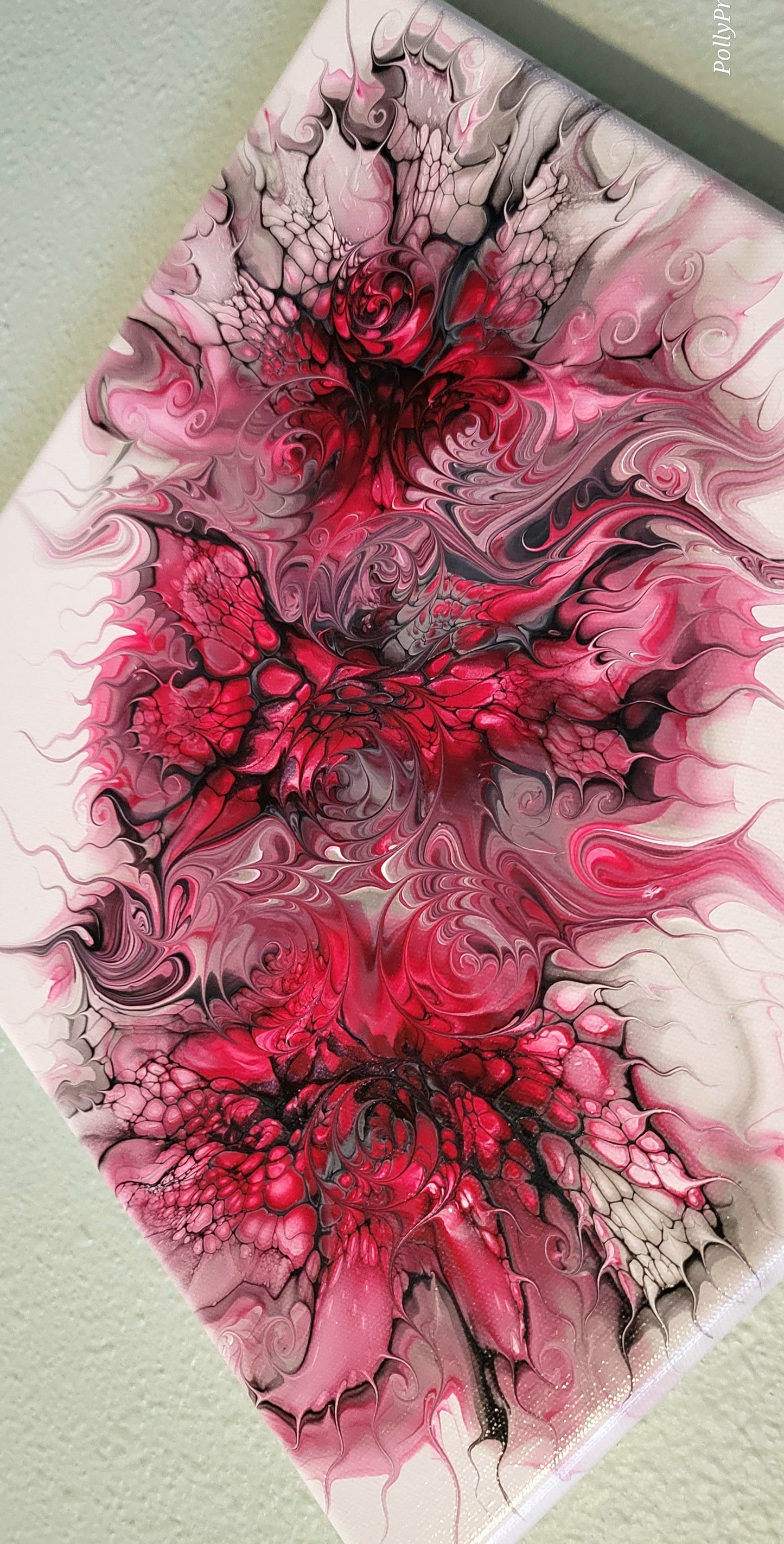 Original Fluid Art Triple Bloom Painting