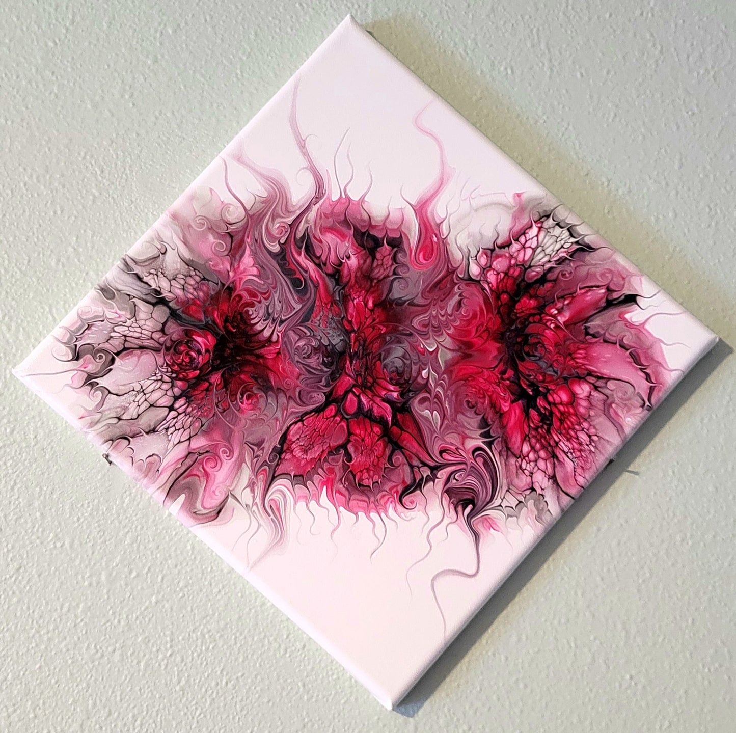 Original Fluid Art Triple Bloom Painting