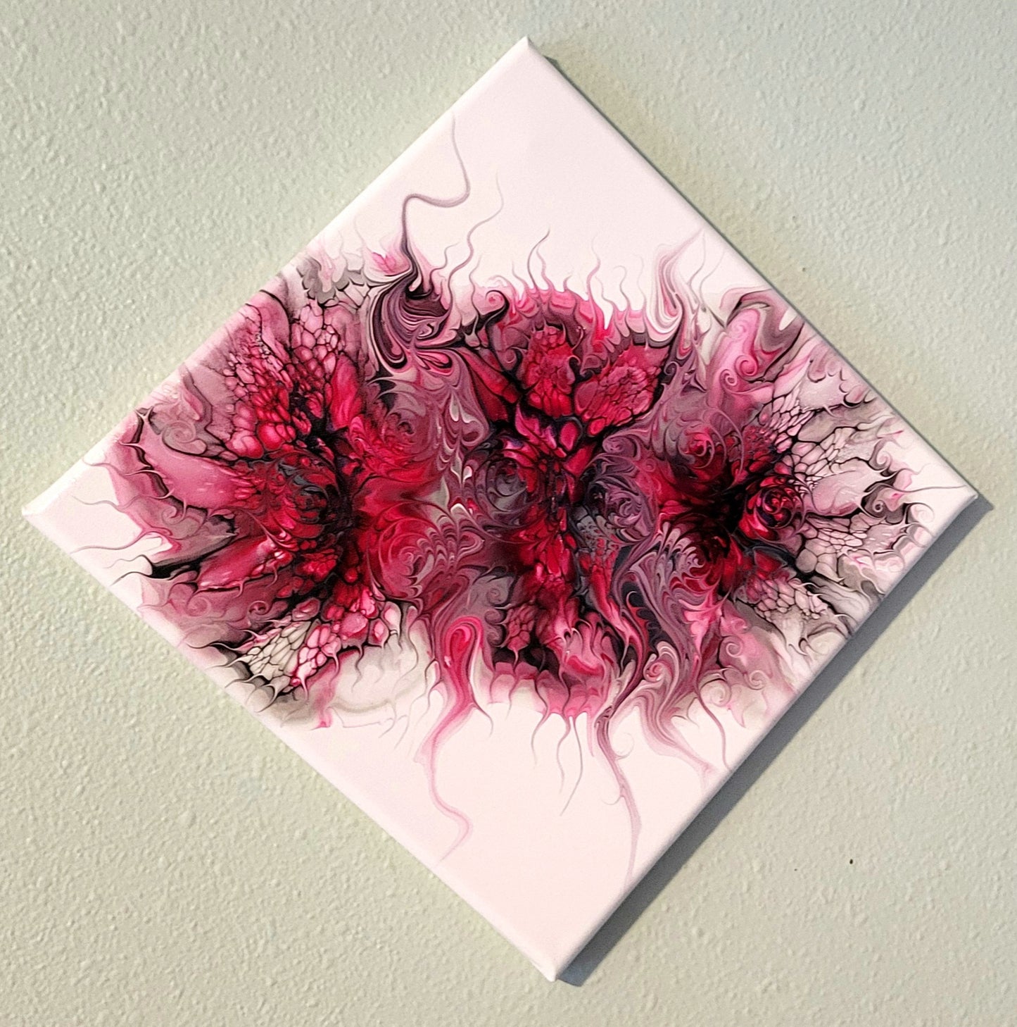 Original Fluid Art Triple Bloom Painting