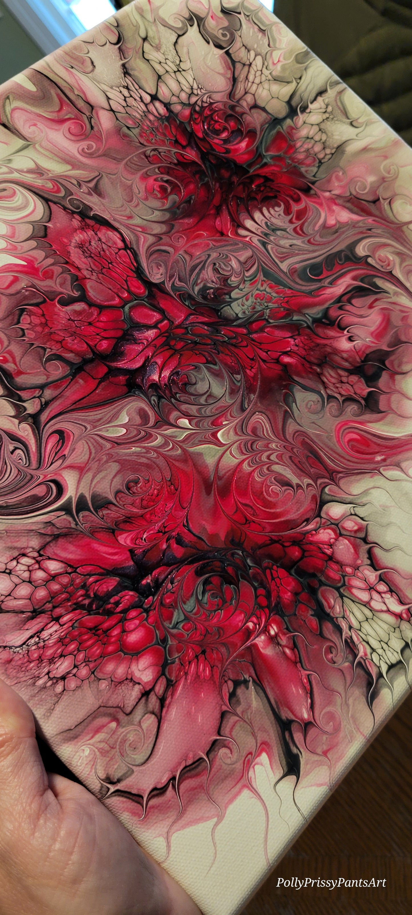 Original Fluid Art Triple Bloom Painting