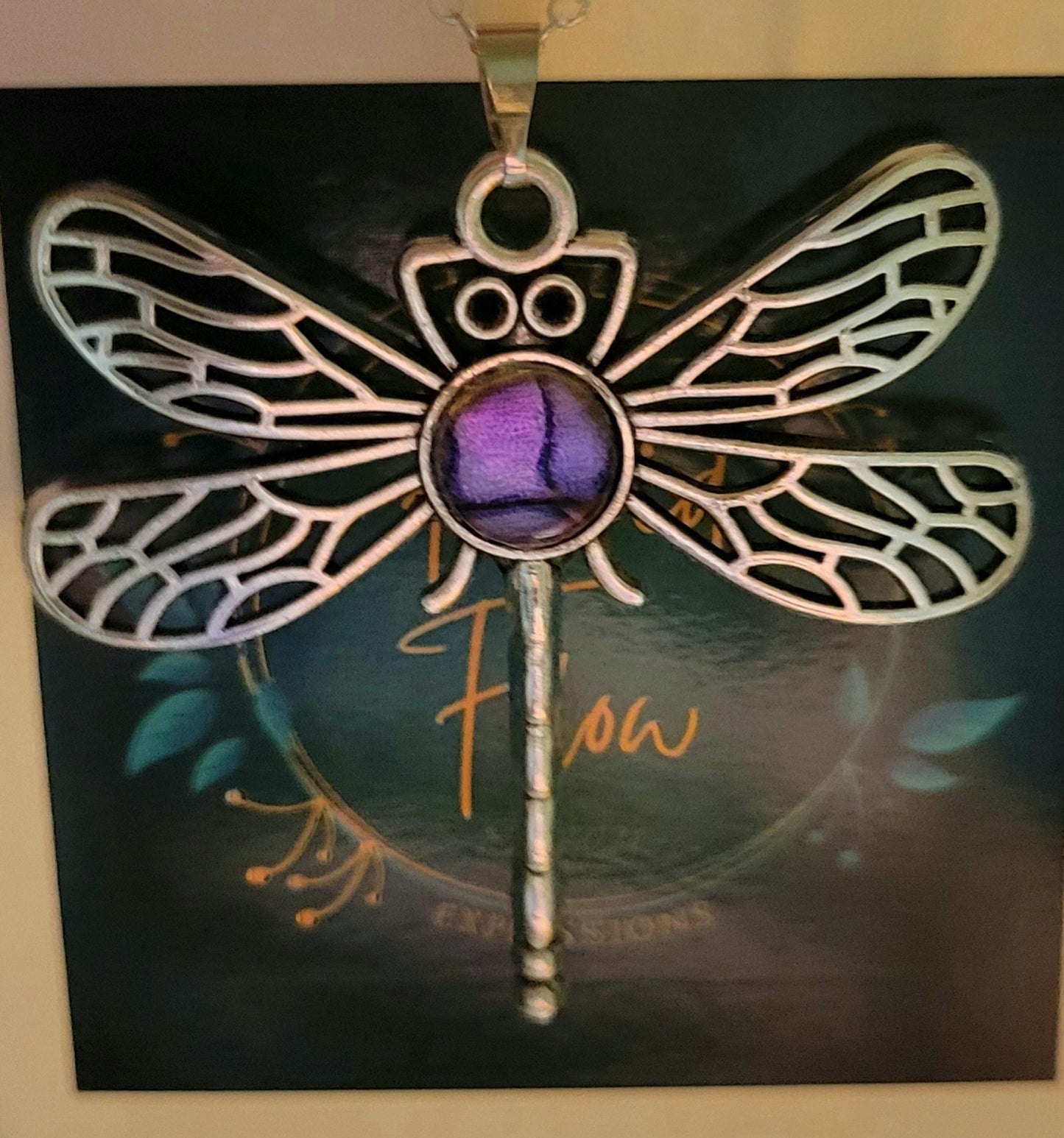 Handmade Colorshifting Dragonfly Pendant Necklace