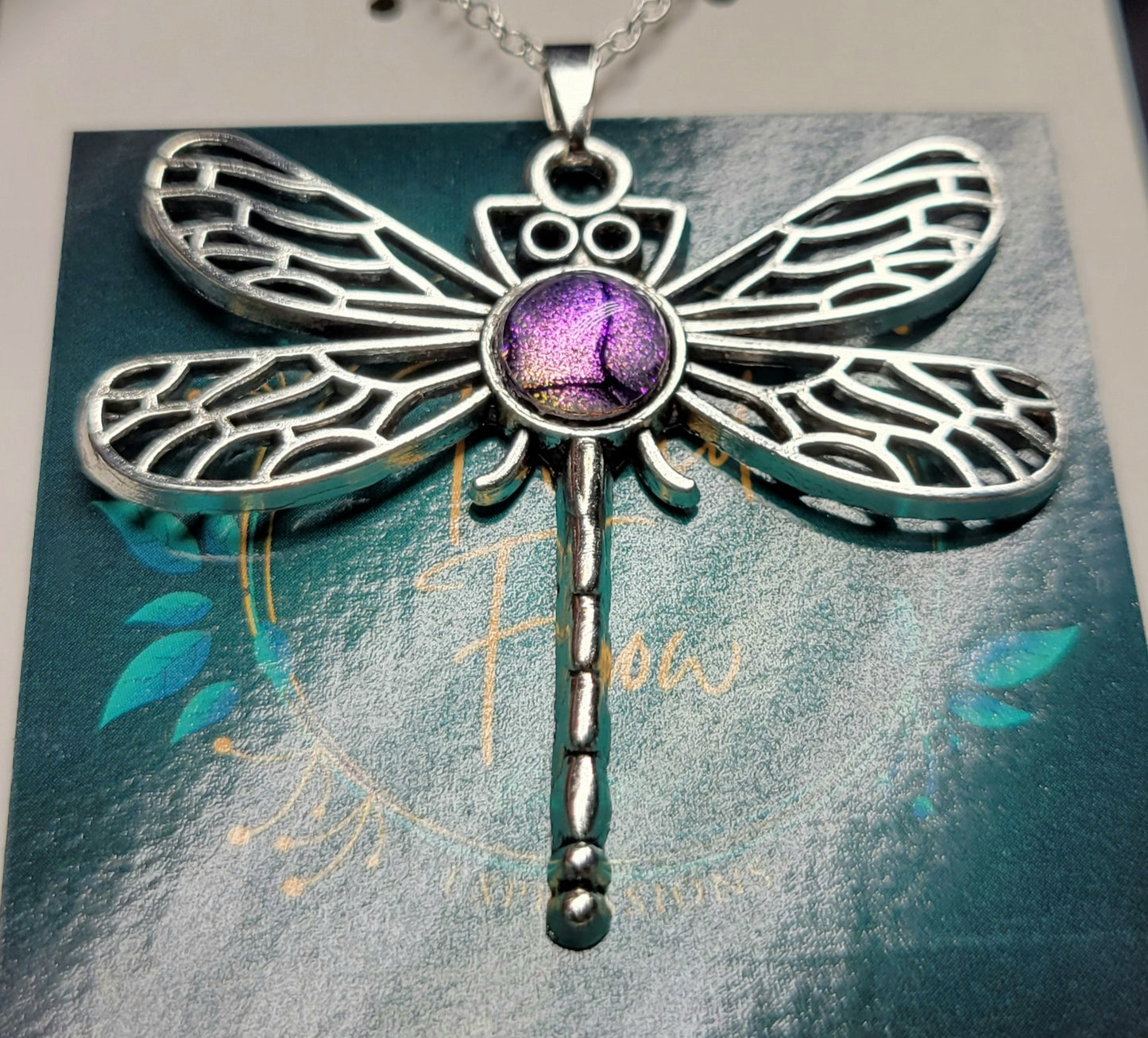 Handmade Colorshifting Dragonfly Pendant Necklace