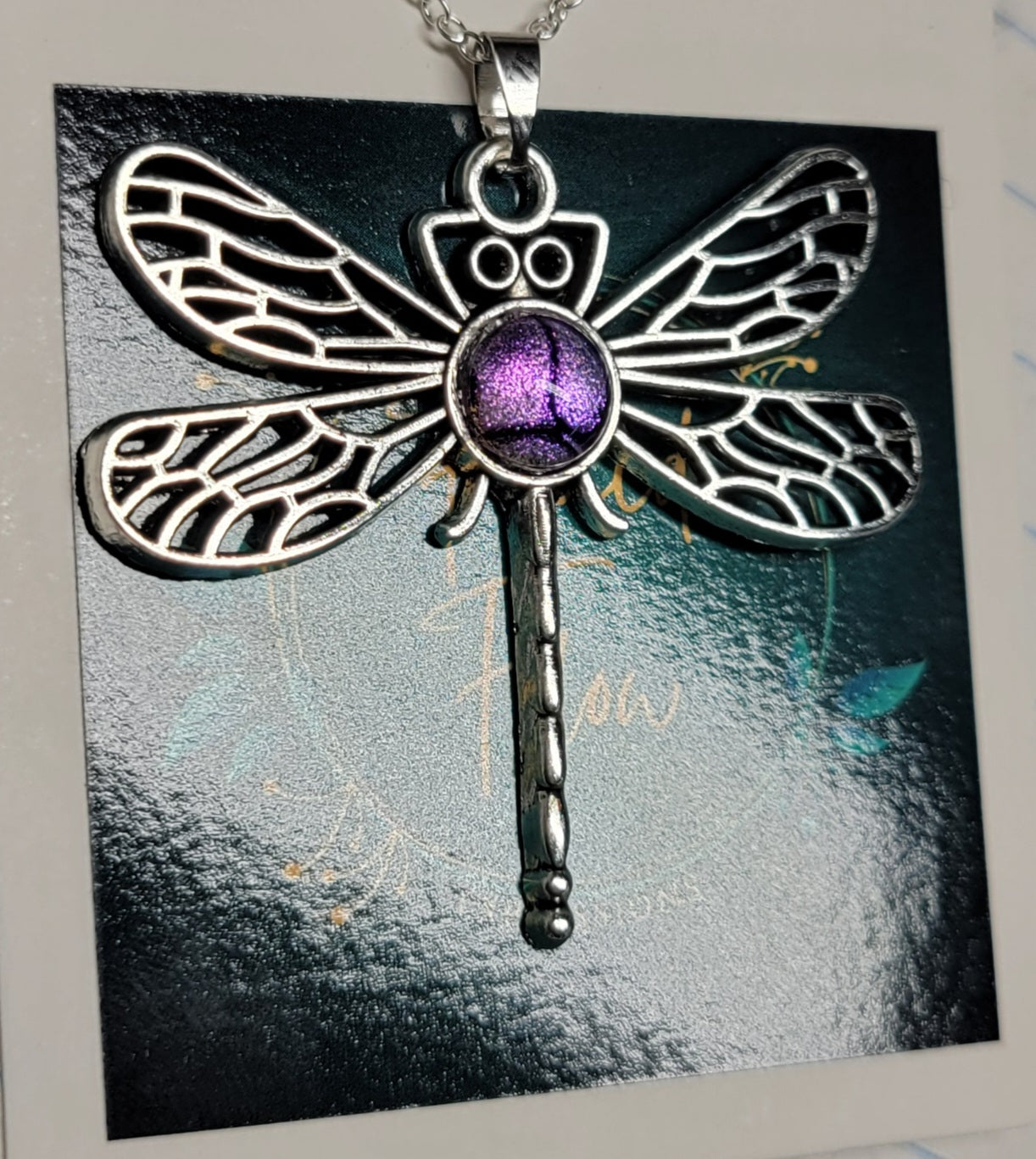 Handmade Colorshifting Dragonfly Pendant Necklace