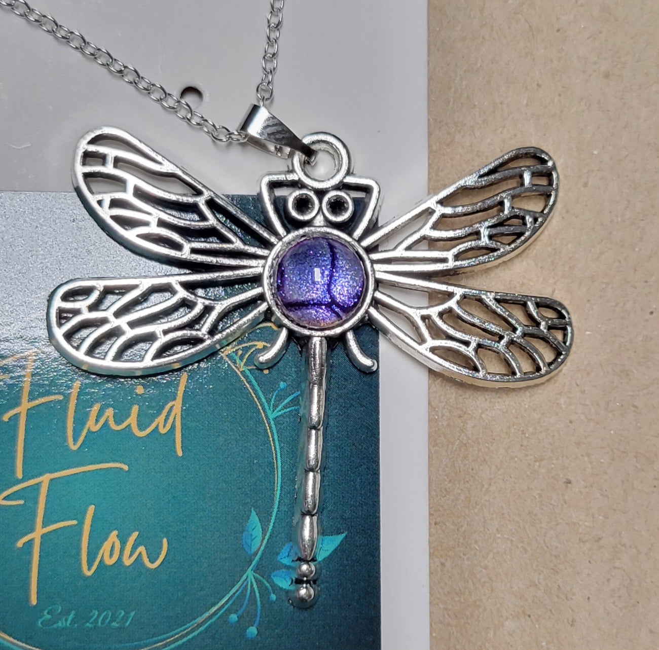 Handmade Colorshifting Dragonfly Pendant Necklace