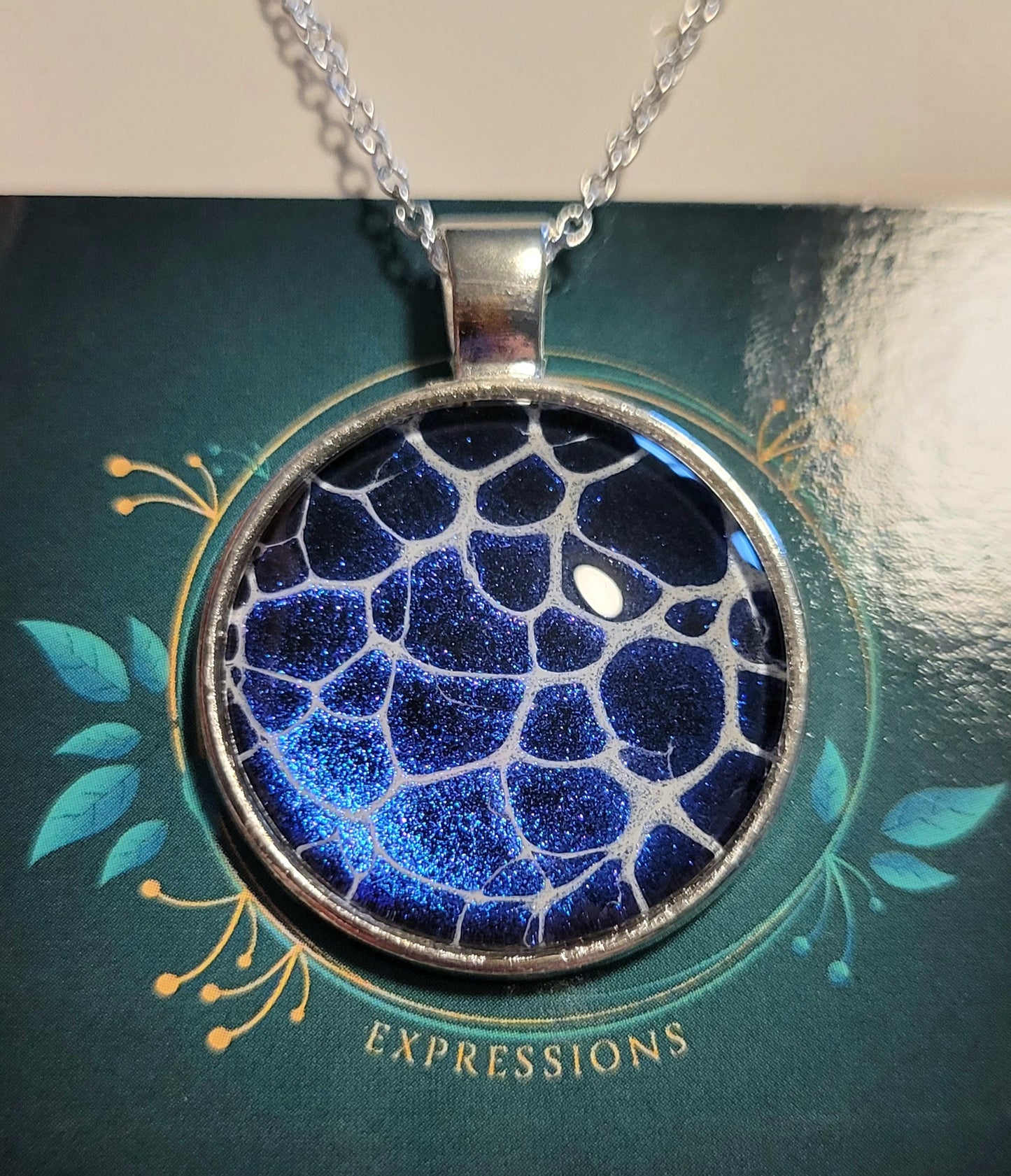 Handmade Fluid Art Colorshifting Pendant with 20 inch silver plated necklace chain