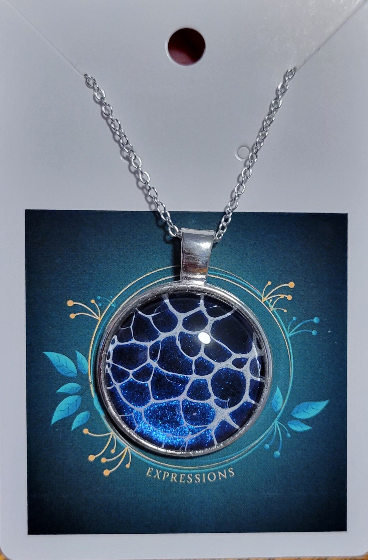 Handmade Fluid Art Colorshifting Pendant with 20 inch silver plated necklace chain