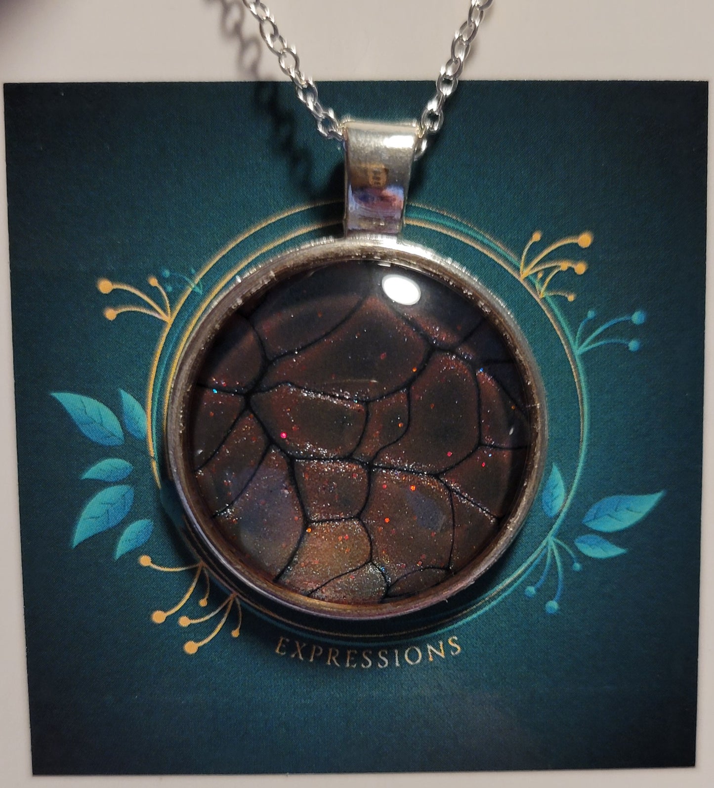 Handmade Fluid Art Colorshifting Pendant with 20 inch silver plated necklace chain