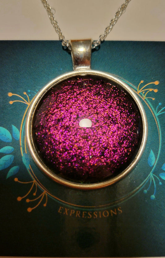 Handmade Fluid Art Colorshifting Pendant with 20 inch silver plated necklace chain