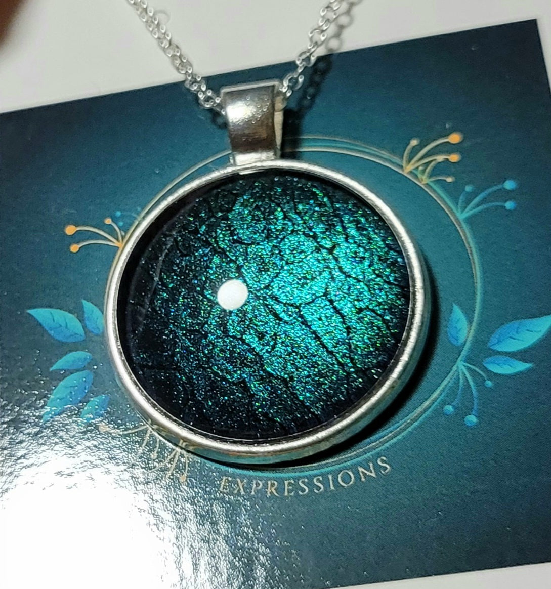 Handmade Fluid Art Colorshifting Pendant with 20 inch silver plated necklace chain