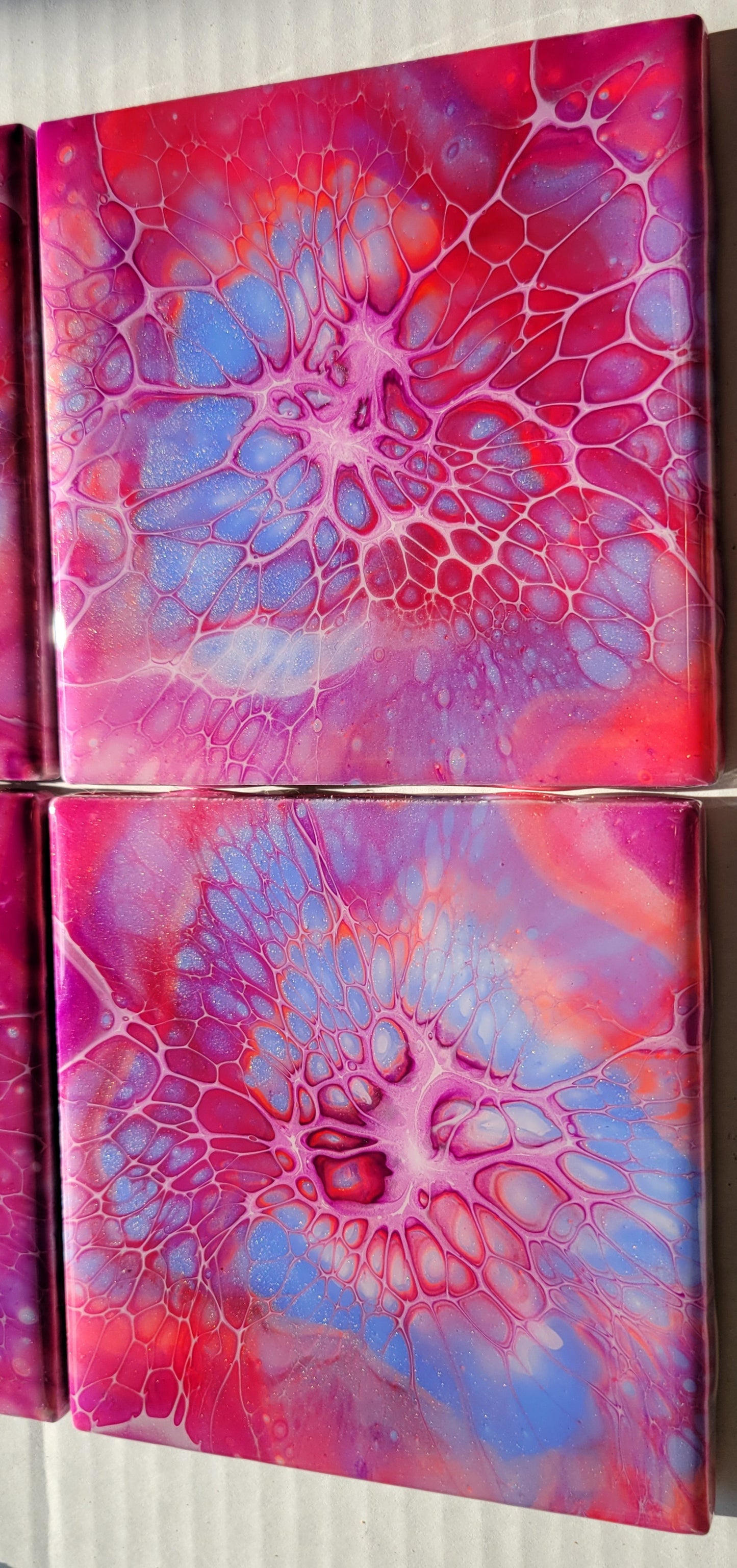 Handmade Fluid Art Tile Coasters Set of 4