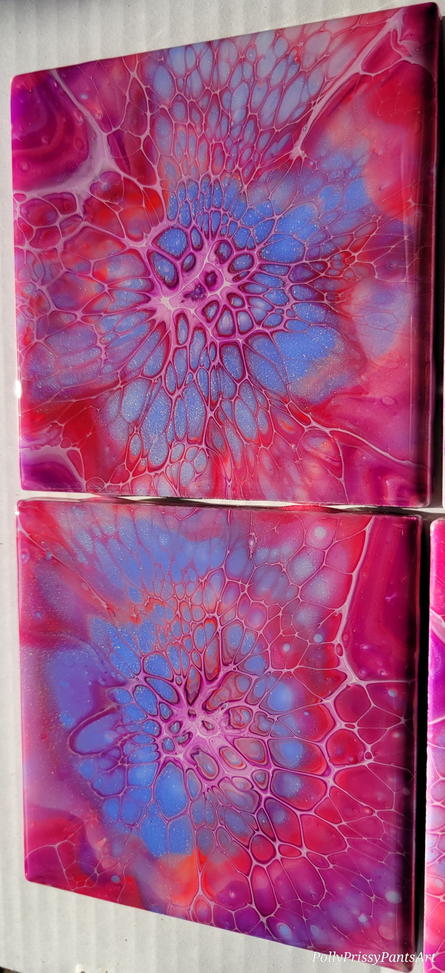 Handmade Fluid Art Tile Coasters Set of 4