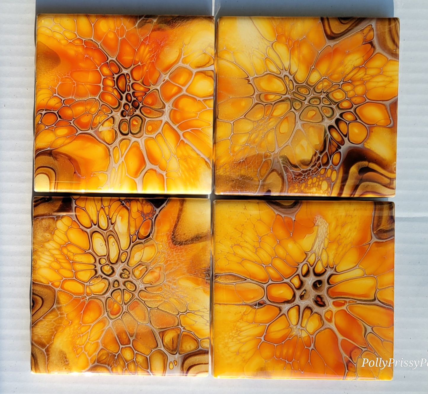 Handmade Fluid Art Tile Coasters Set of 4