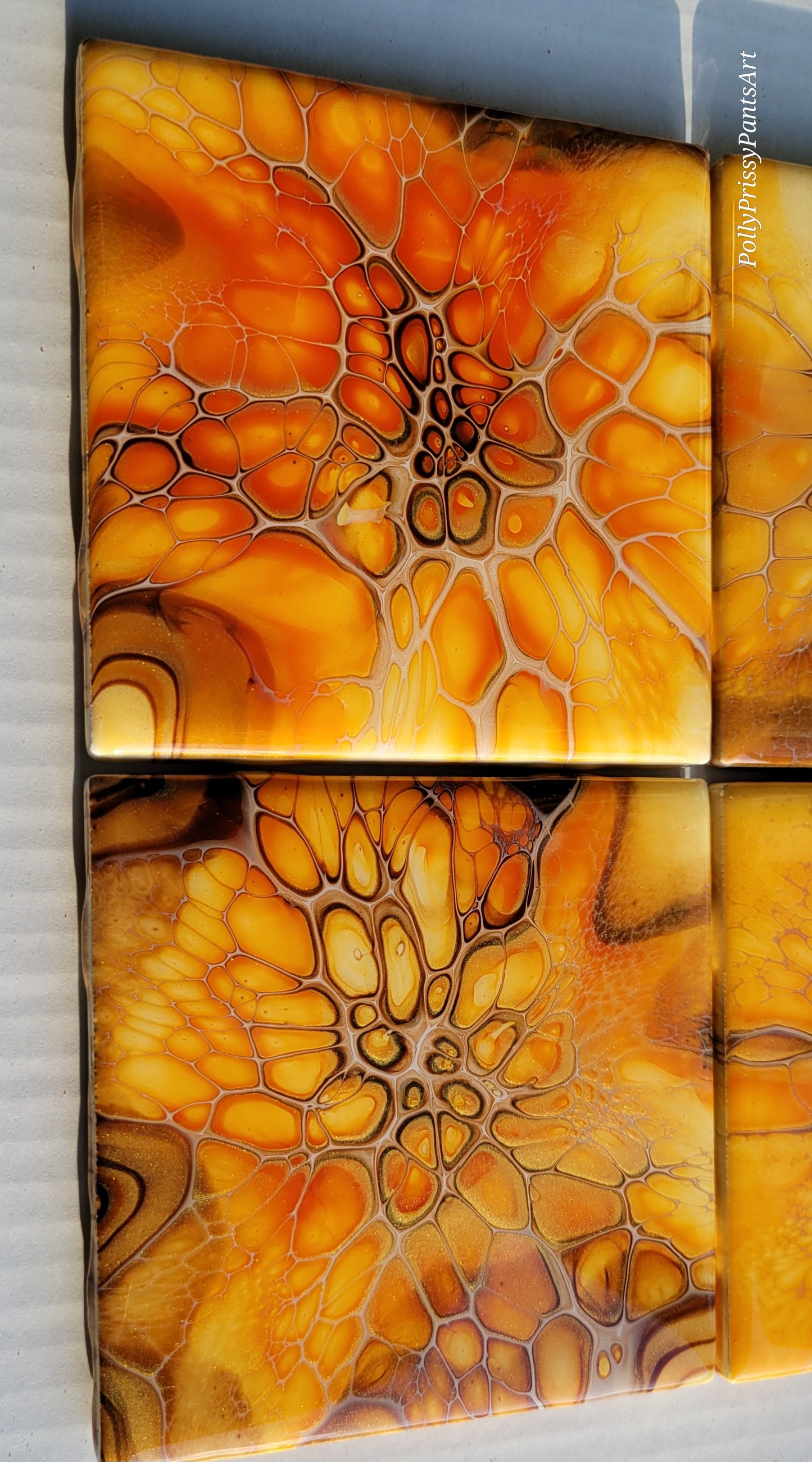 Handmade Fluid Art Tile Coasters Set of 4