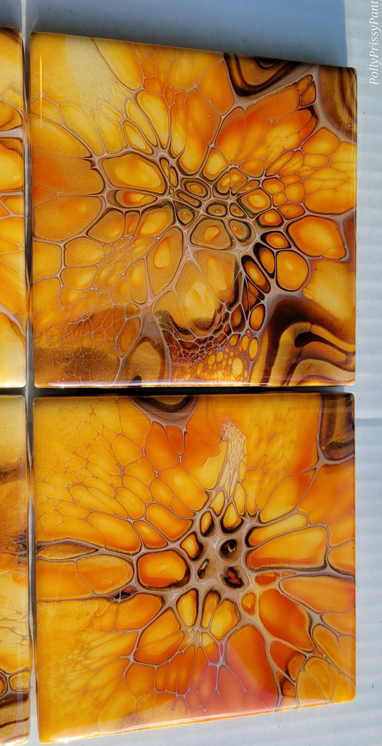 Handmade Fluid Art Tile Coasters Set of 4