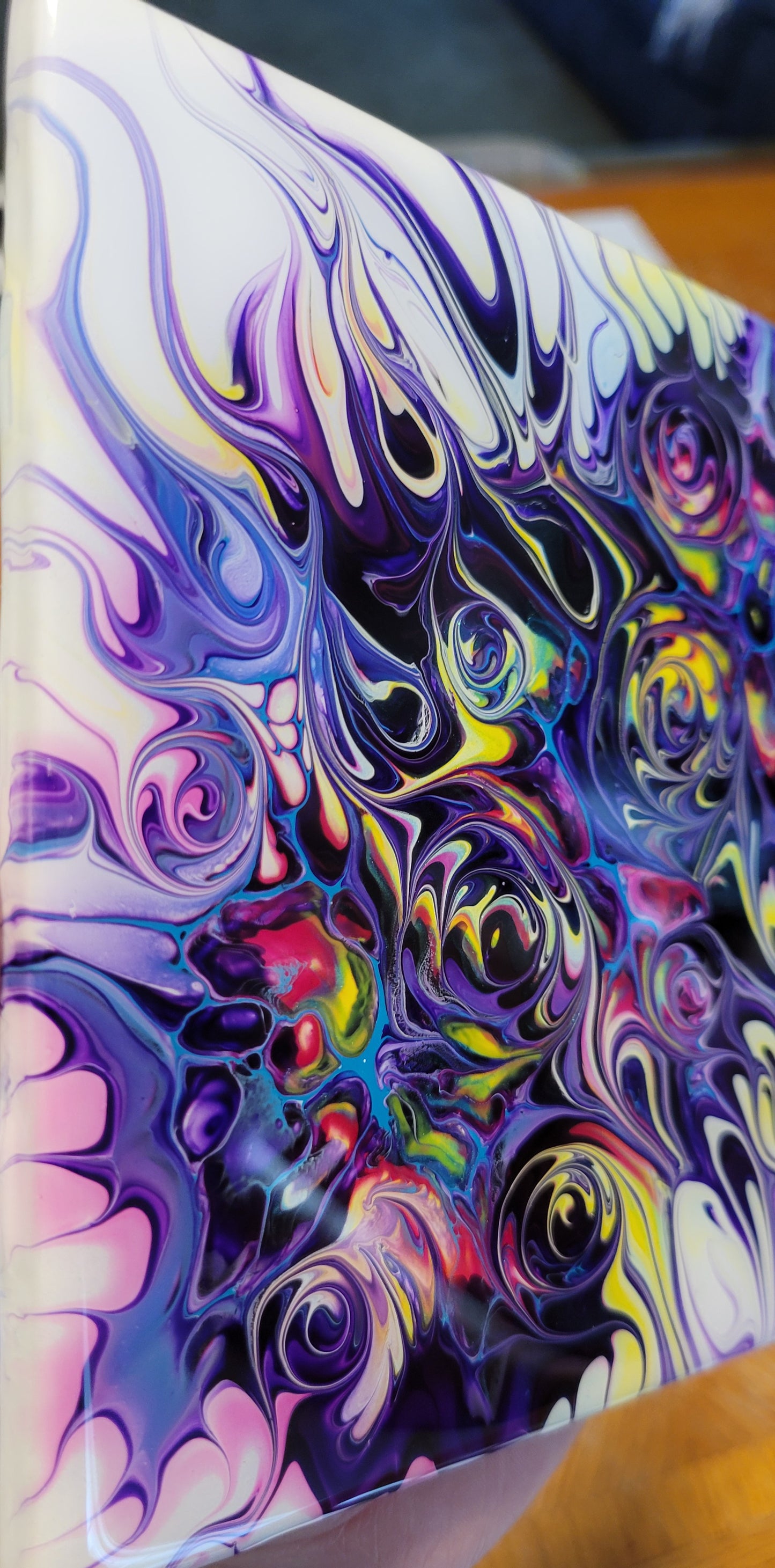 Fluid art on a 6 inch tile