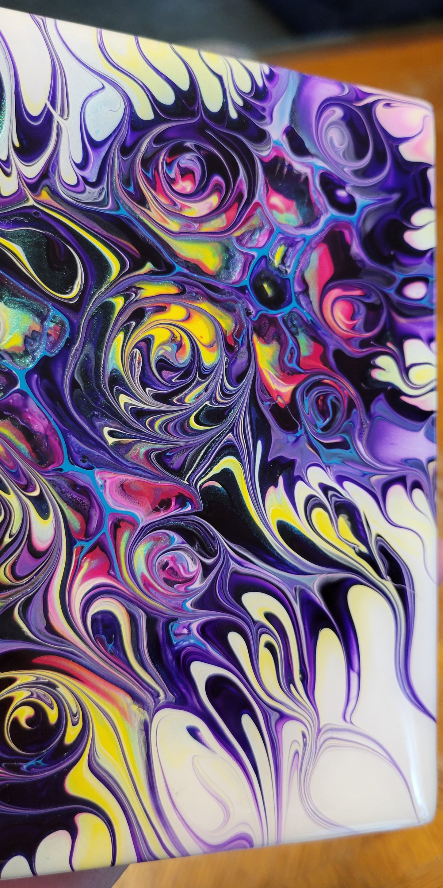 Fluid art on a 6 inch tile