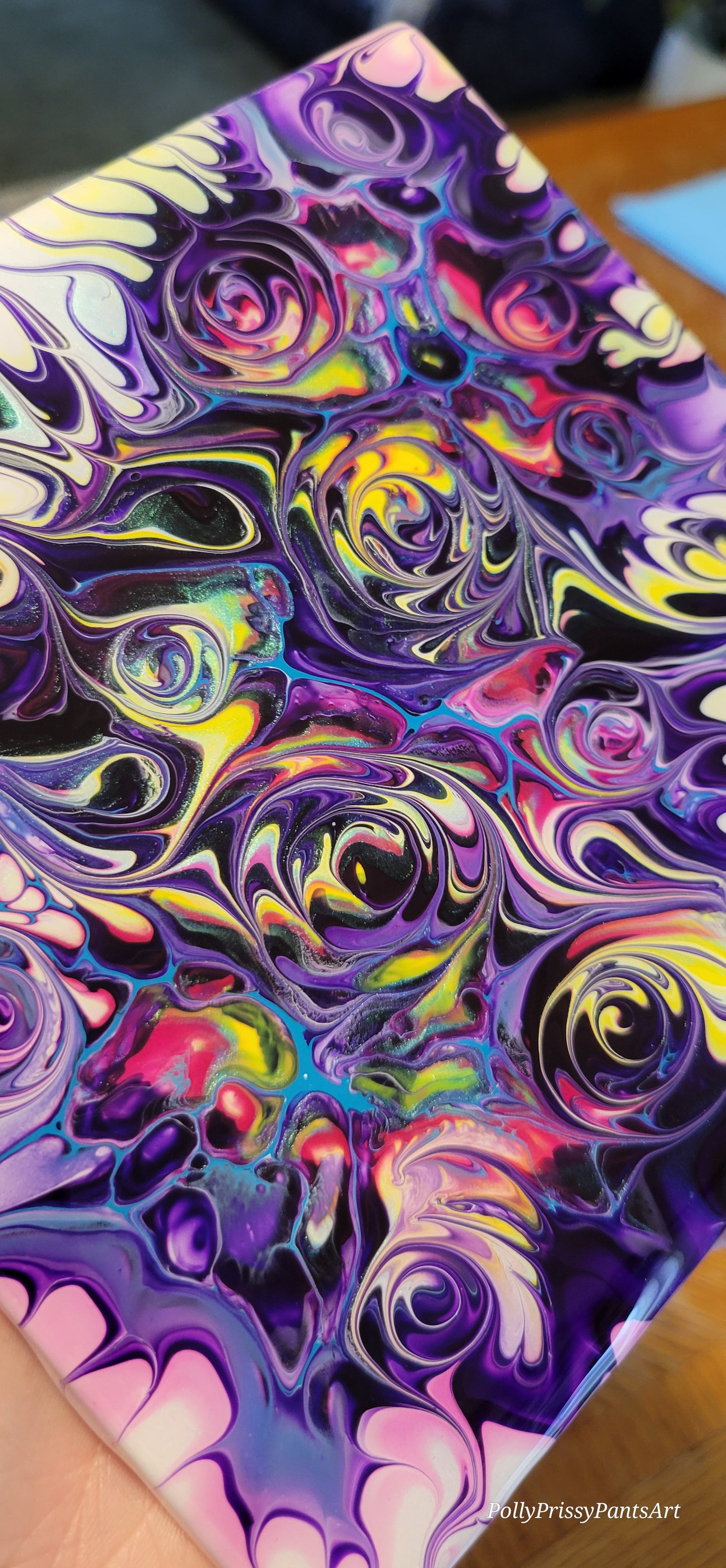 Fluid art on a 6 inch tile