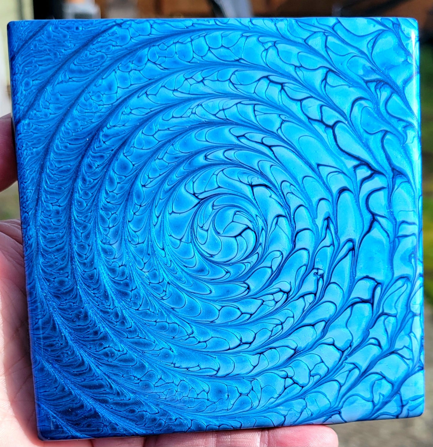 Handmade Fluid Art Tile Coasters Set of 4